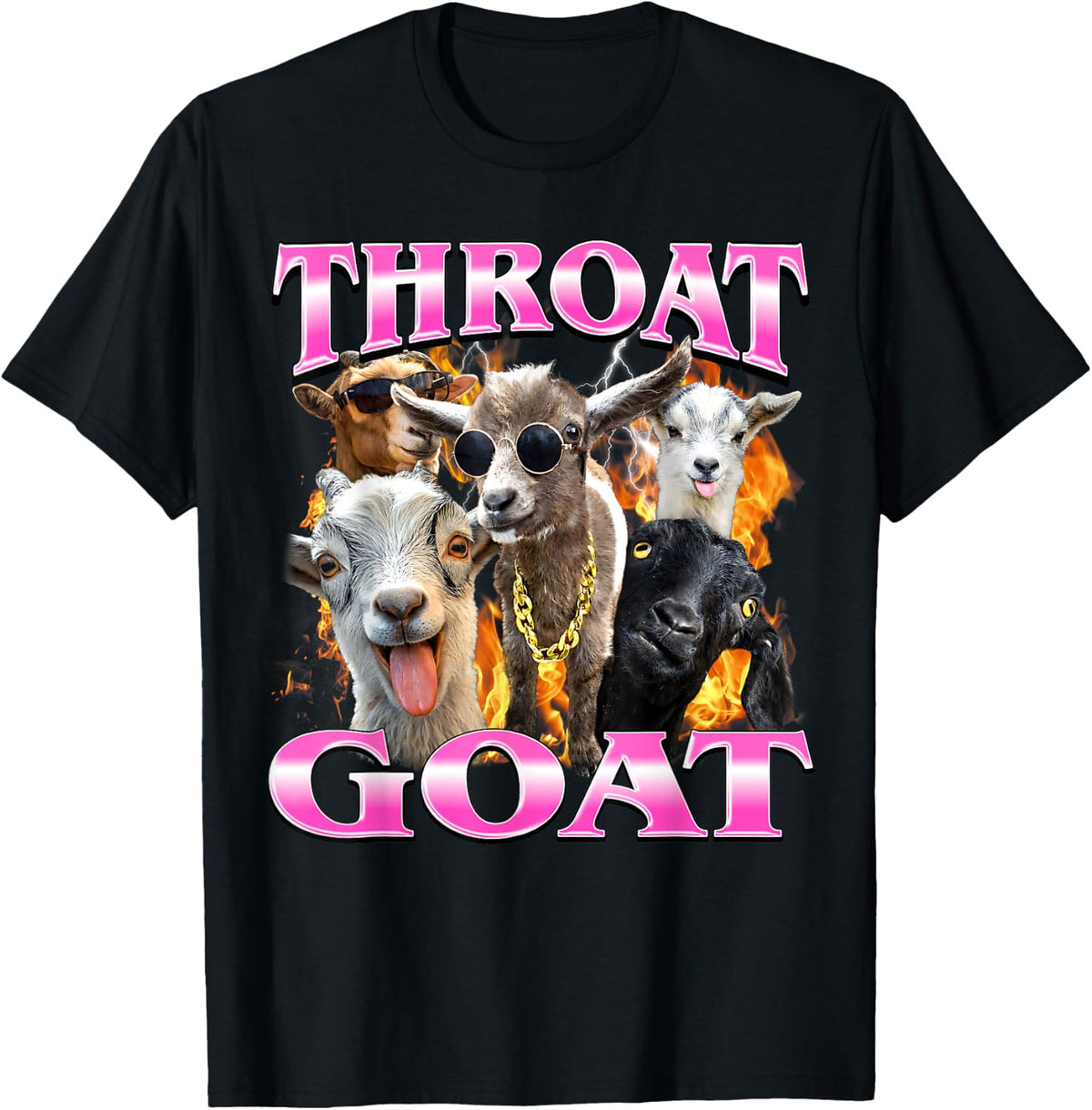 Throat Goat Funny Offensive Humor Bootleg T-Shirt - Black