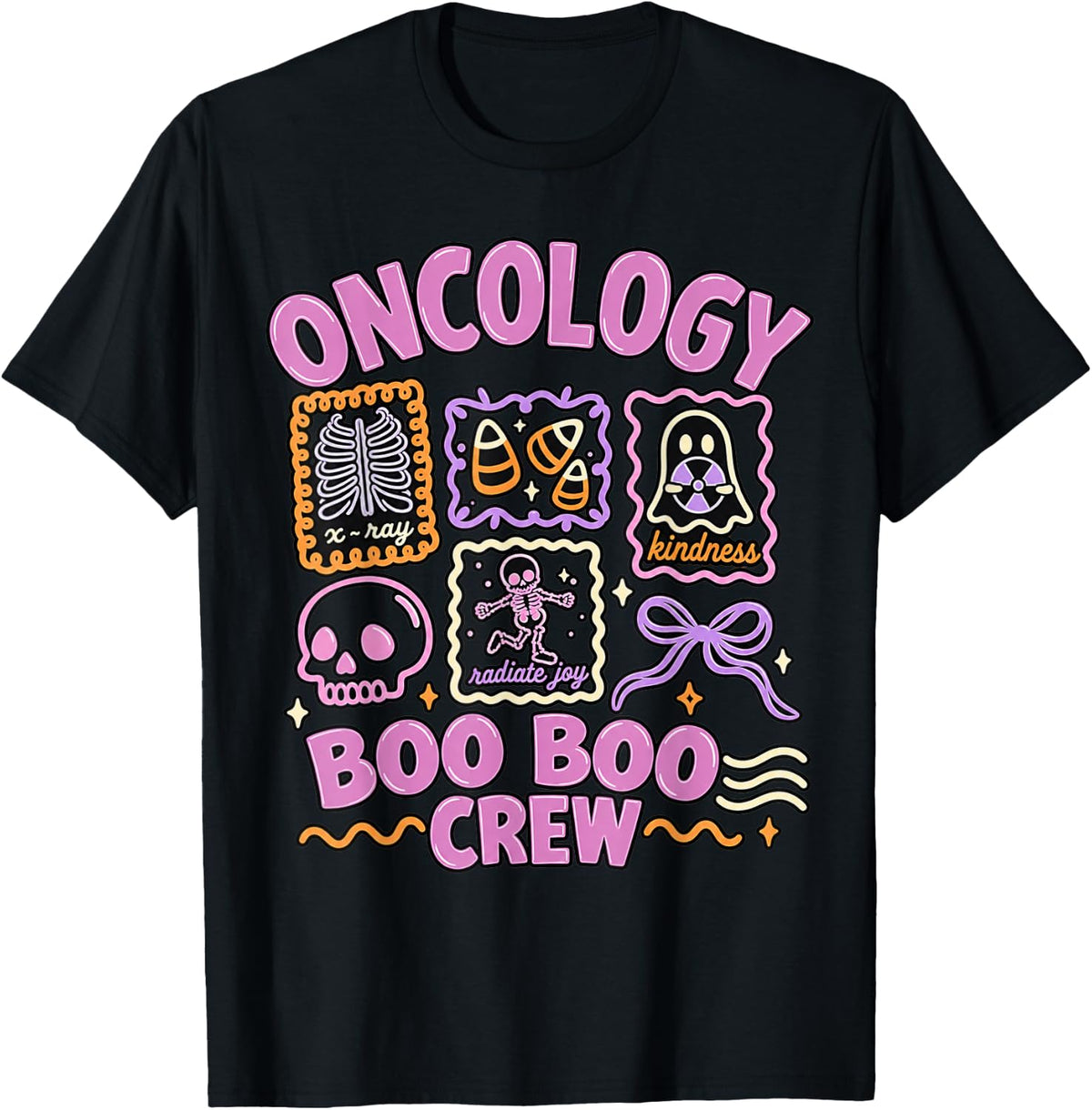 Oncology Boo Crew Funny Ghost Halloween Spooky T-Shirt - Black
