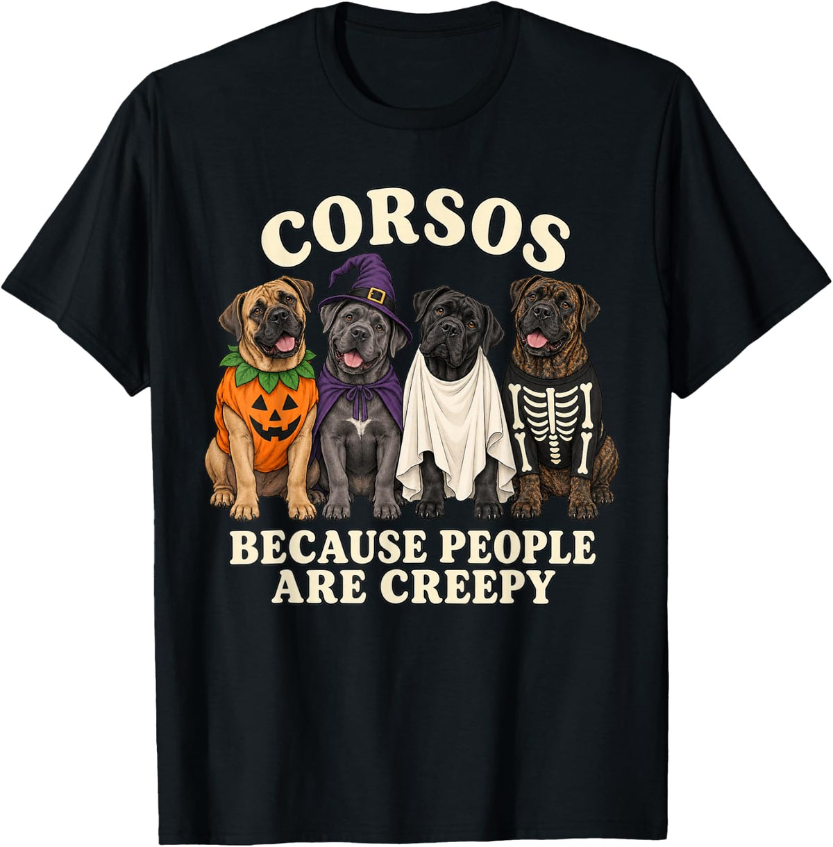 Cane Corso Halloween Cute Costume Crew T-Shirt - Black