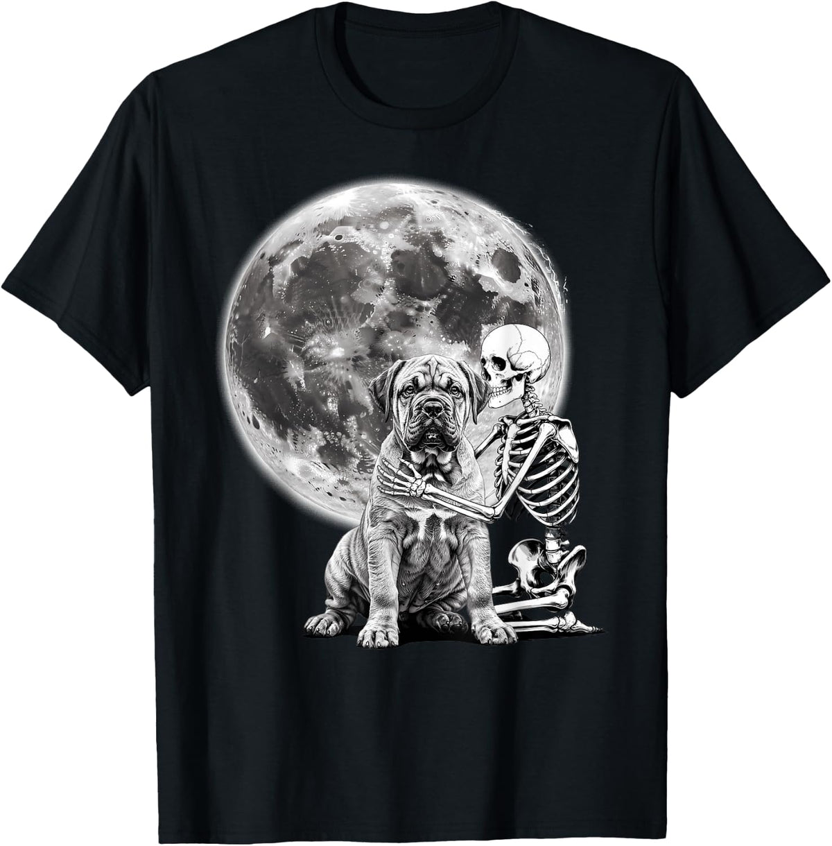 Skeleton Hugging Dog Halloween Cane Corso Lover Mom Dad T-Shirt - Black