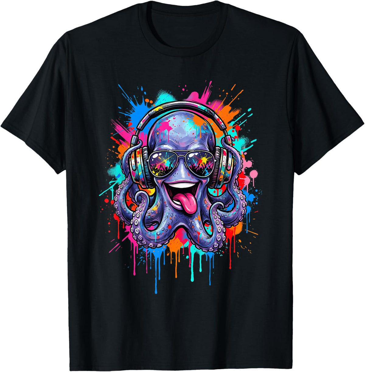 Octopus DJ Splash T-Shirt - Black