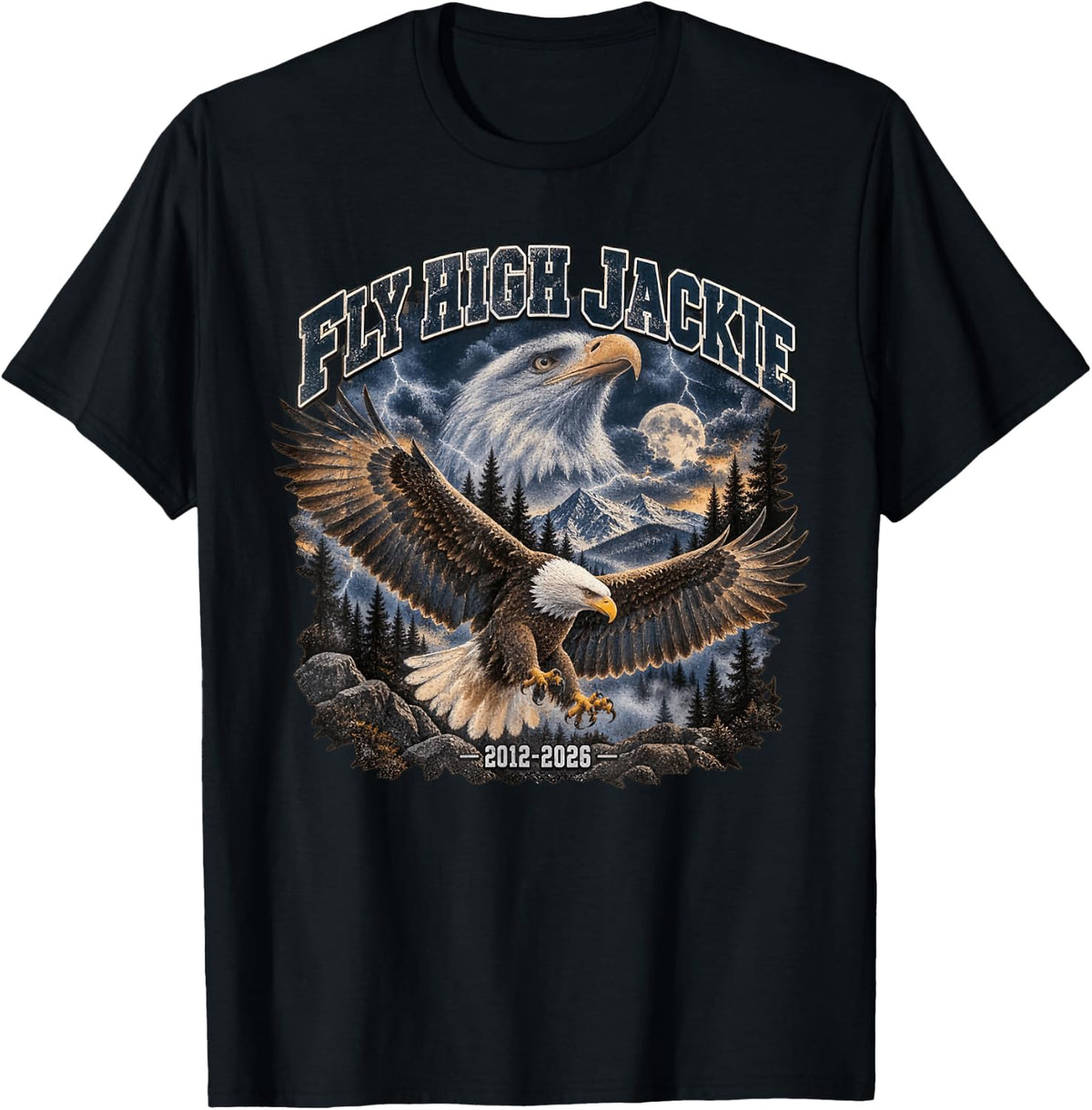 Fly High Jackie, Jackie and Shadow Bald Eagle for Men Women T-Shirt - Black