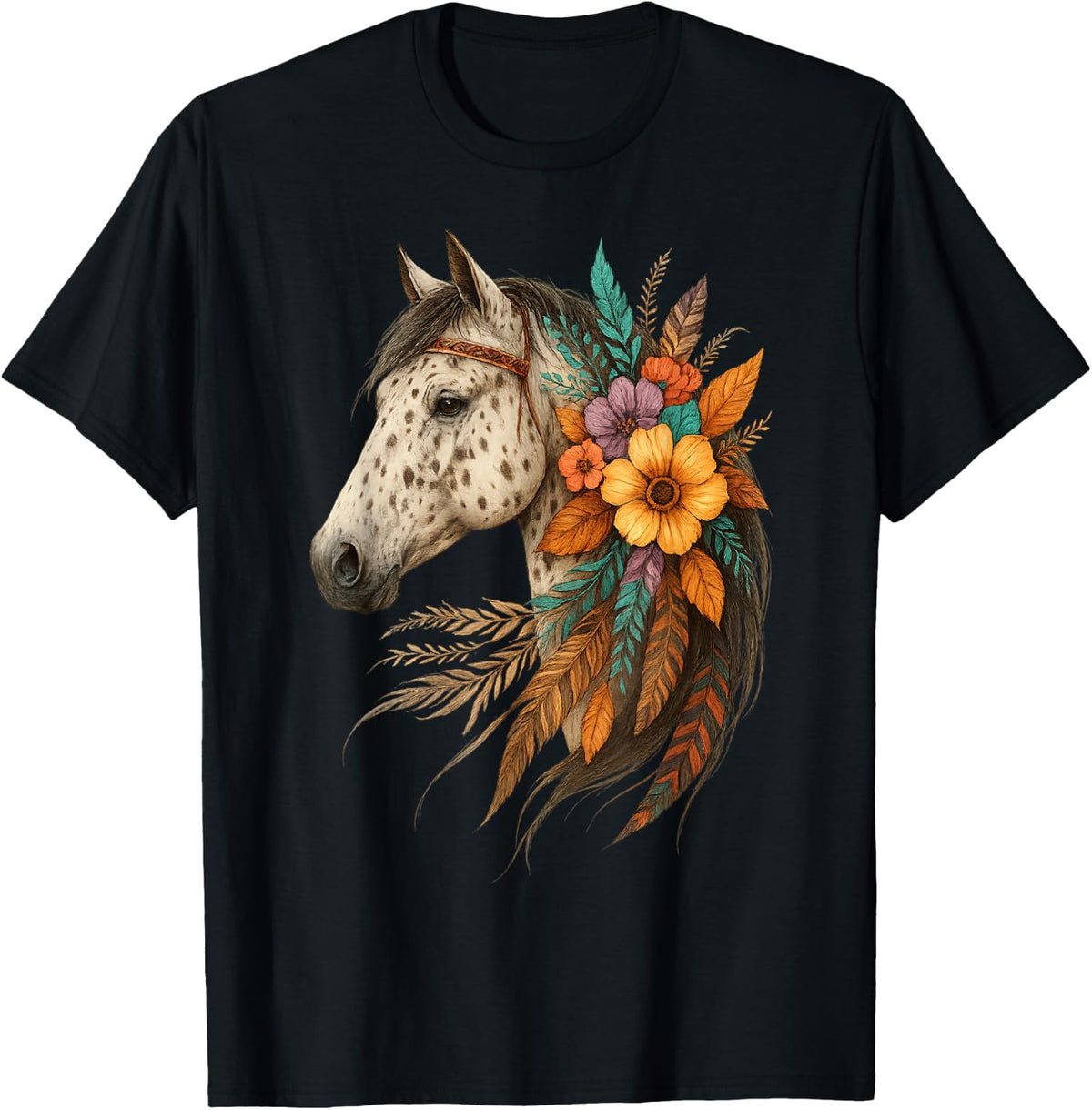 Appaloosa Horse Tee Country Cowgirl Rodeo Style Horses Lover T-Shirt - Black