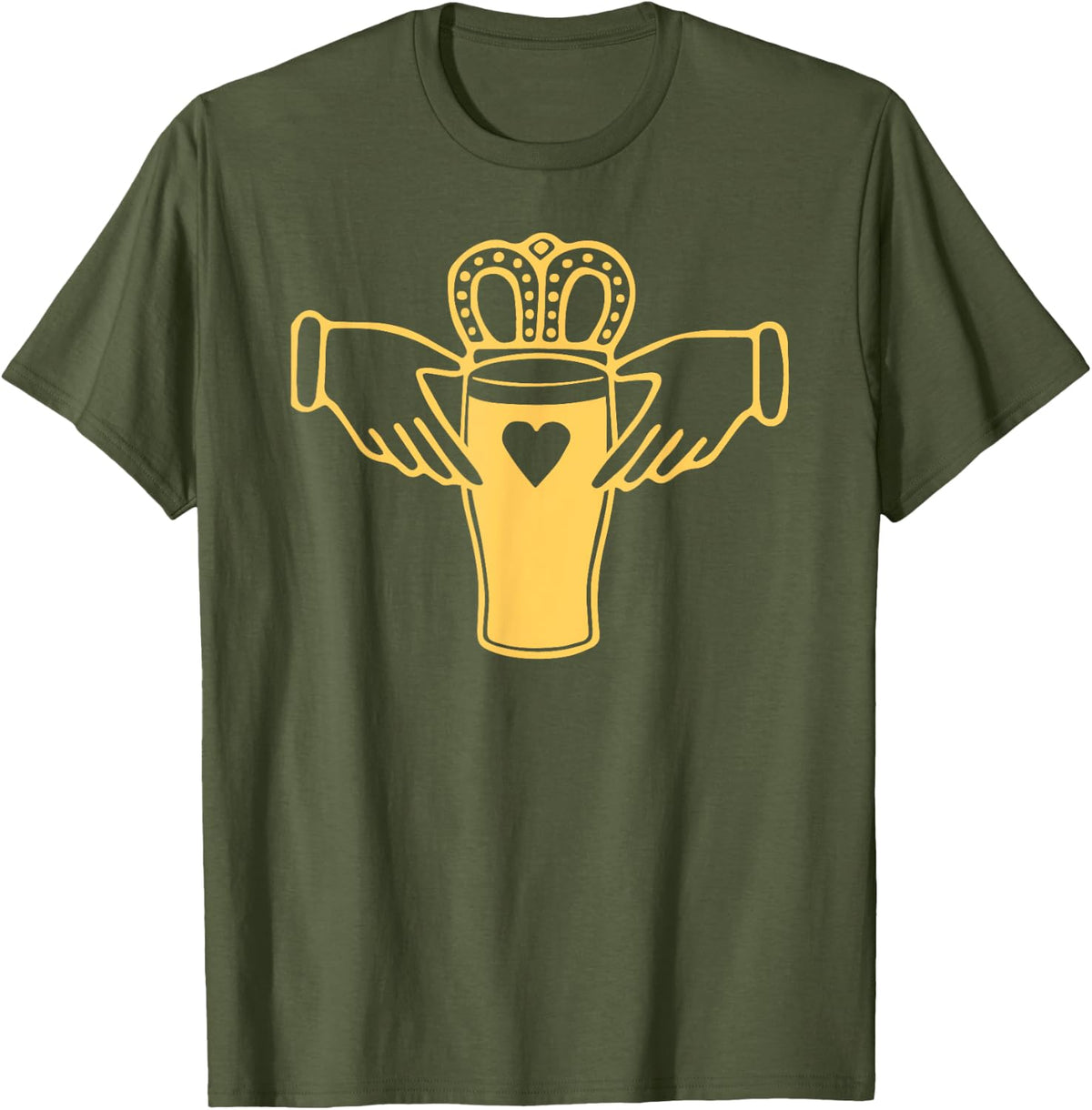 Beer Pint Claddagh St Patricks Day Shirt for Women Men T-Shirt - Olive Green