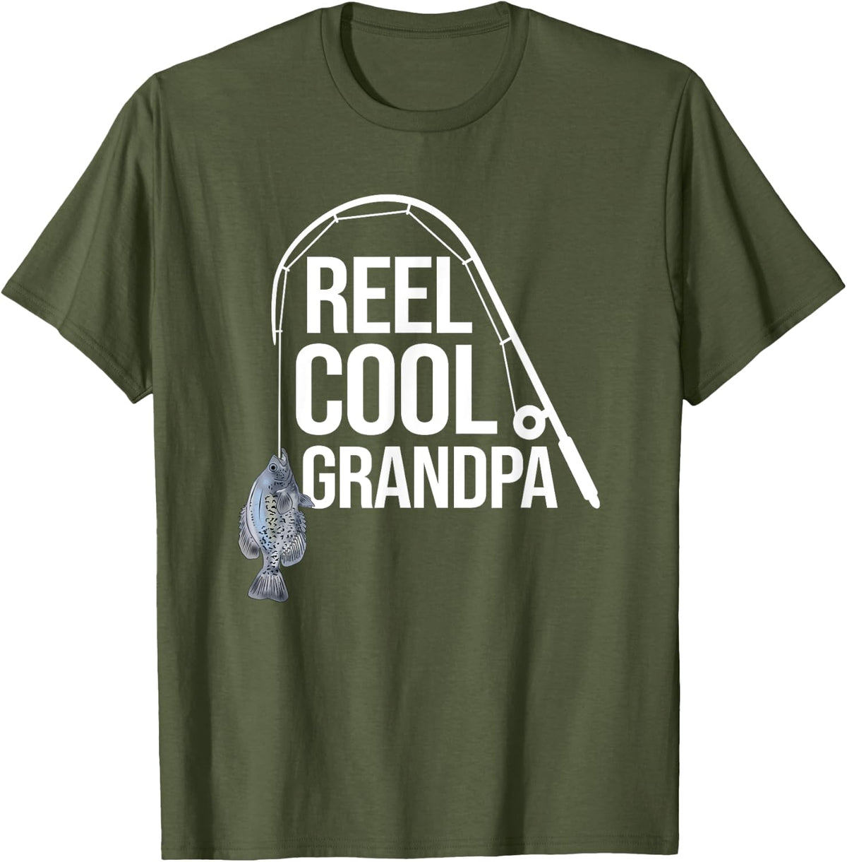 Crappie Fish-ing Granddad Freshwater Fish Father's Day Gift T-Shirt - Olive Green