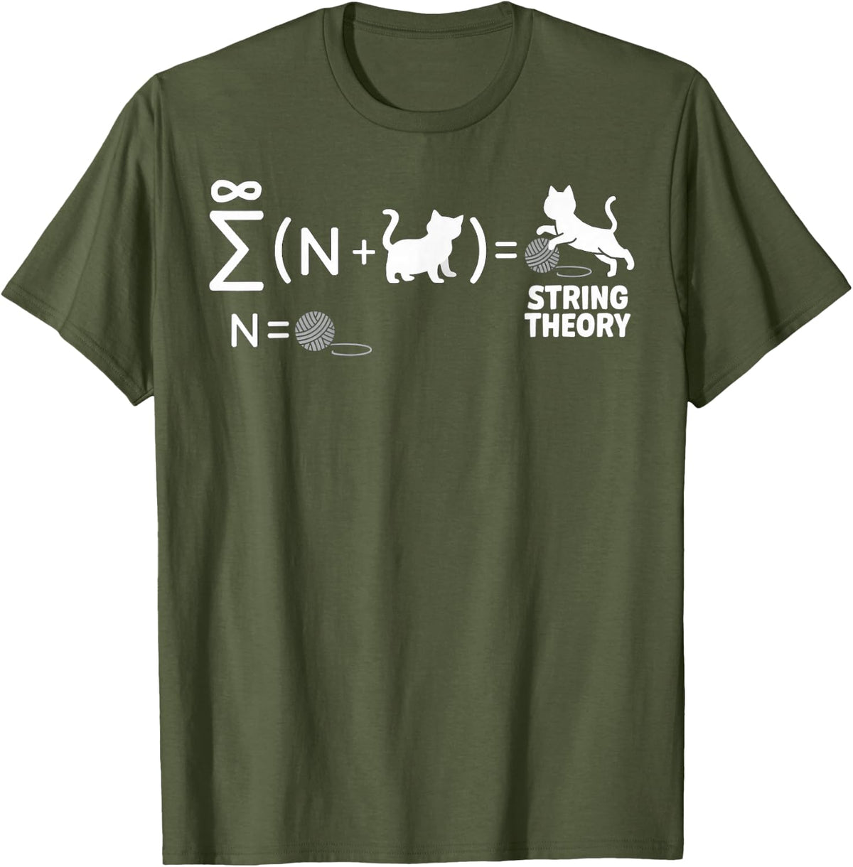 String Theory Quantum Physic Physicist Schrodinger's Cat T-Shirt - Olive Green