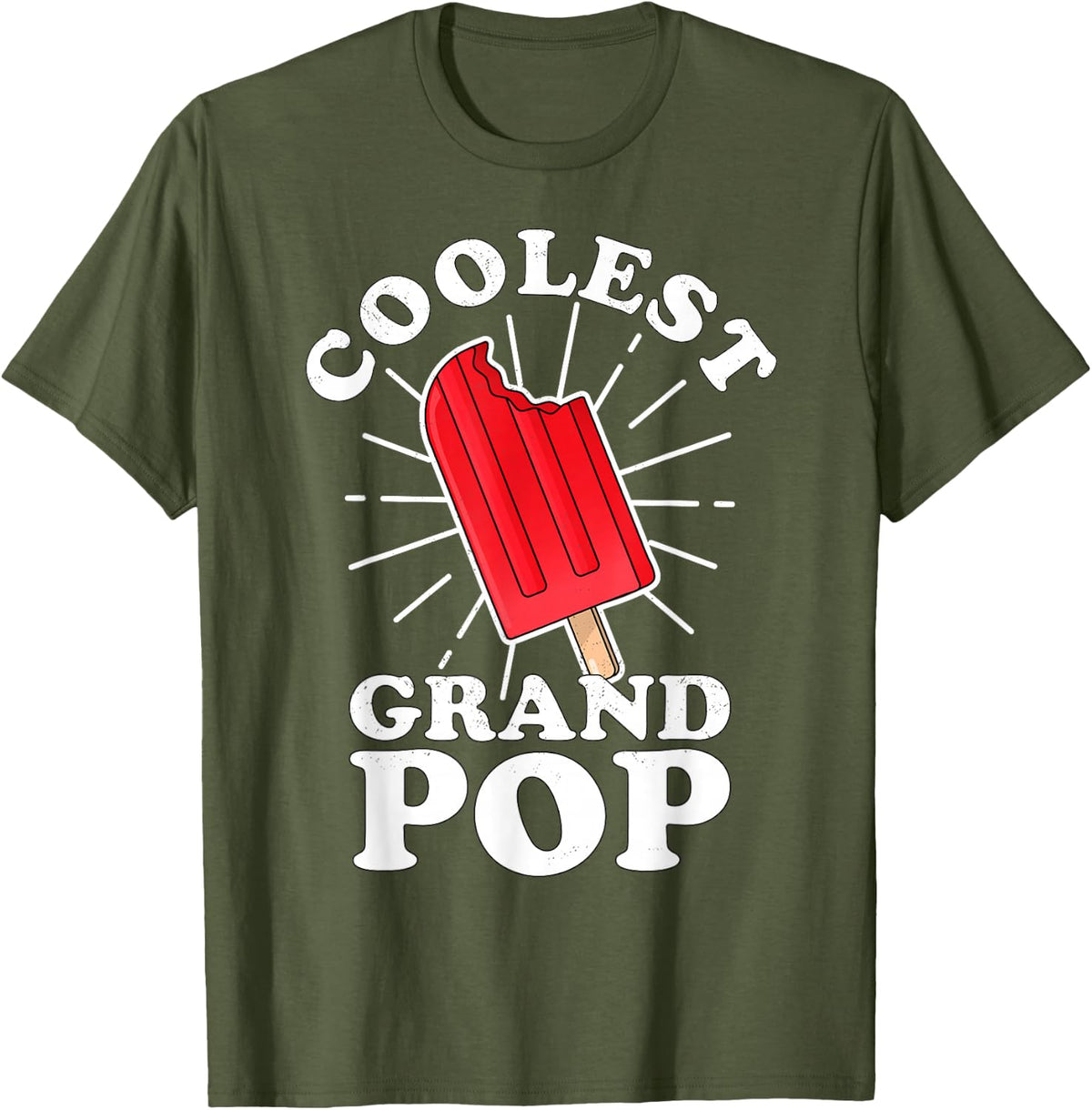 Coolest GrandPop Funny Ice Pop Ice Cream Grandpa Fathers Day T-Shirt - Olive Green