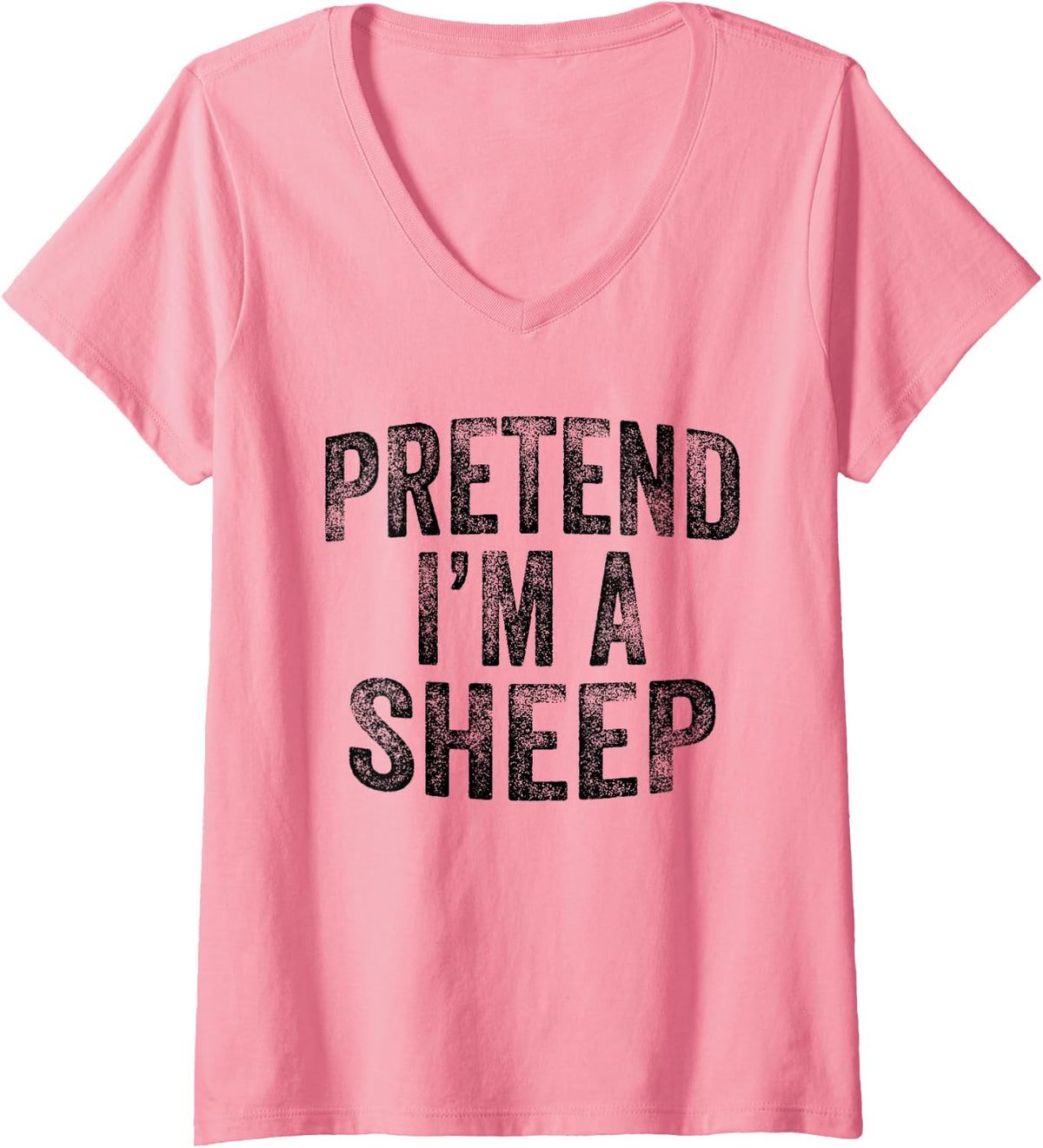 Women's Pretend I'm A Sheep Family Lazy Easy Halloween Party Costume V-Neck T-Shirt - Pink