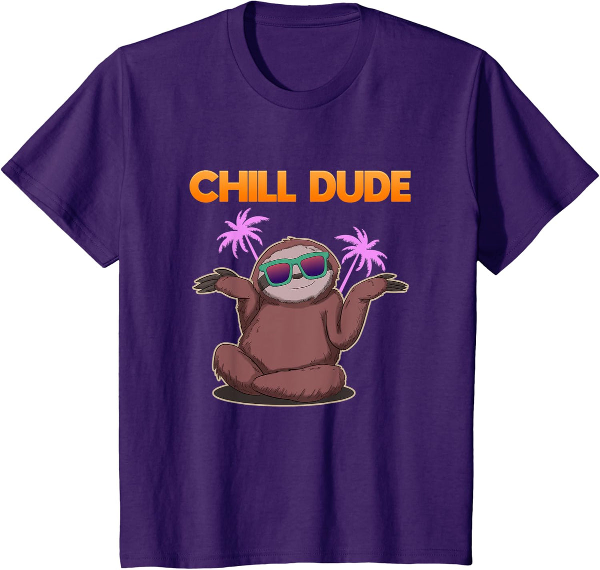 Chill Dude Chiller Funny Sloth Gift T-Shirt - Purple