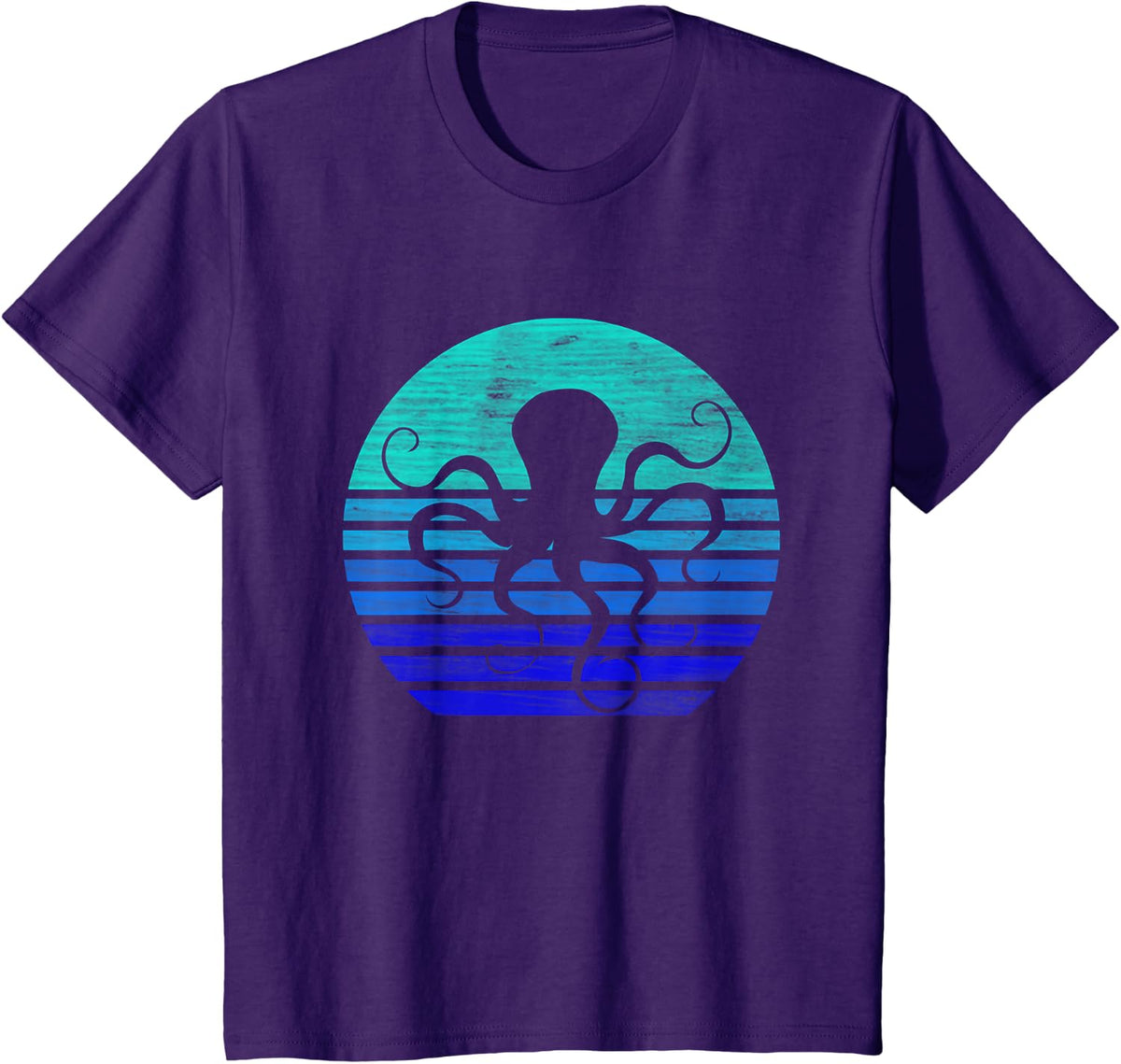 Retro Octopus Silhouette T-Shirt - Purple
