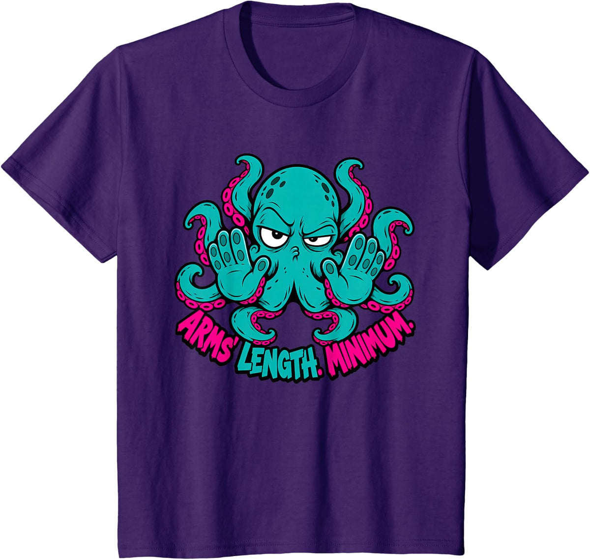 Sarcastic Octopus Personal Space Humor Cartoon T-Shirt - Purple
