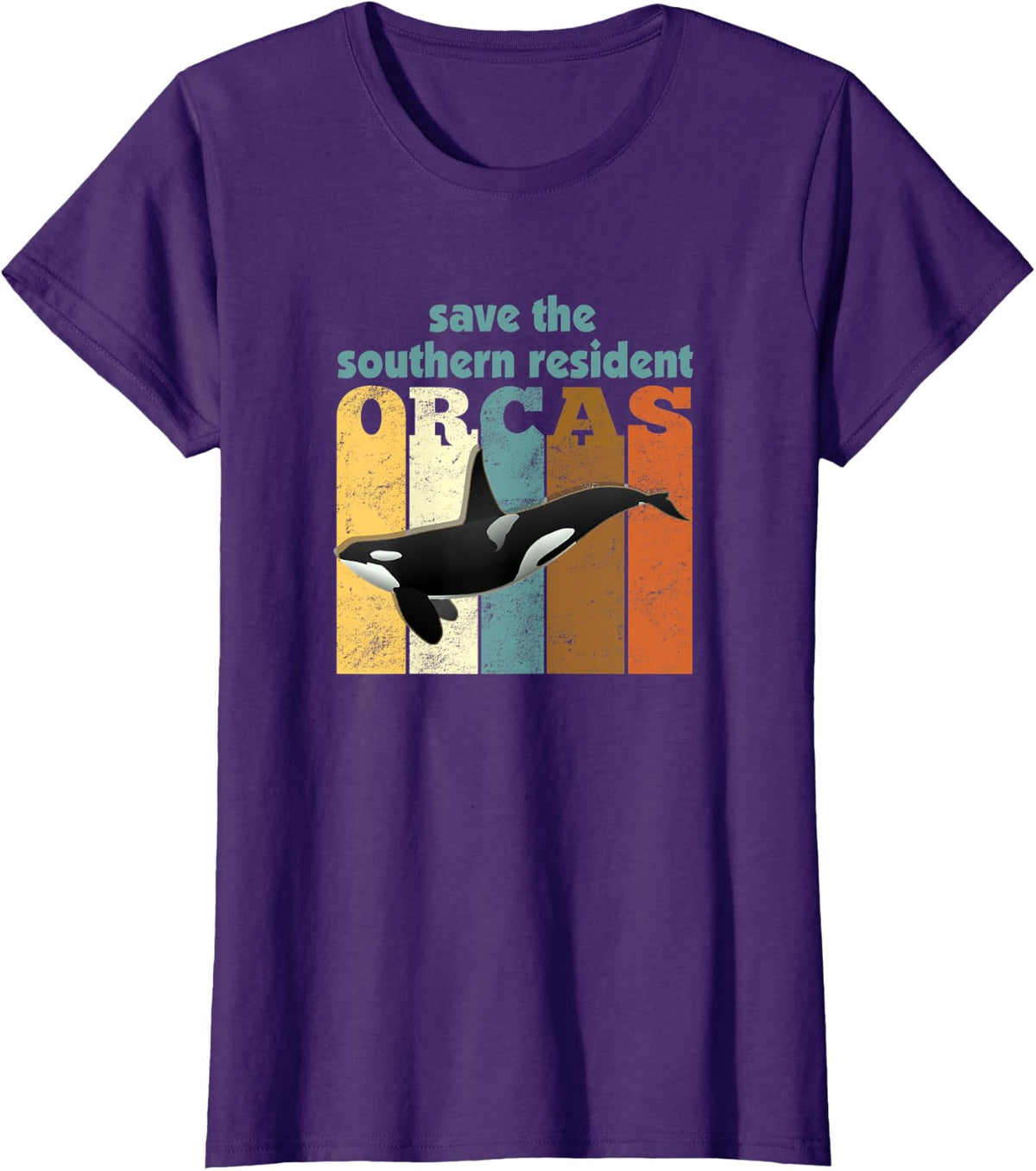Save the Southern Resident Orcas Orca Vintage Retro T-Shirt - Purple