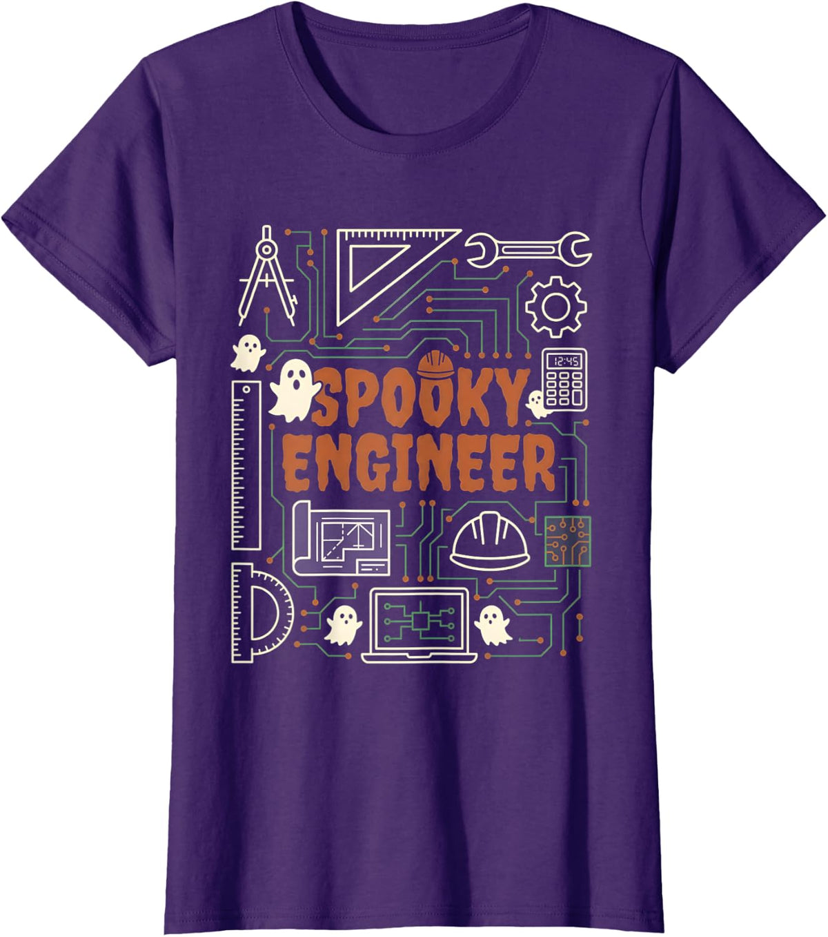 Funny Spooky Engineer Halloween Costume Engineering Humorous T-Shirt - Purple