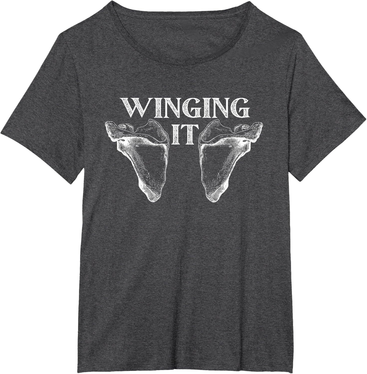 Just winging it, Funny Anatomy pun dad joke T-Shirt - Dark Heather Grey