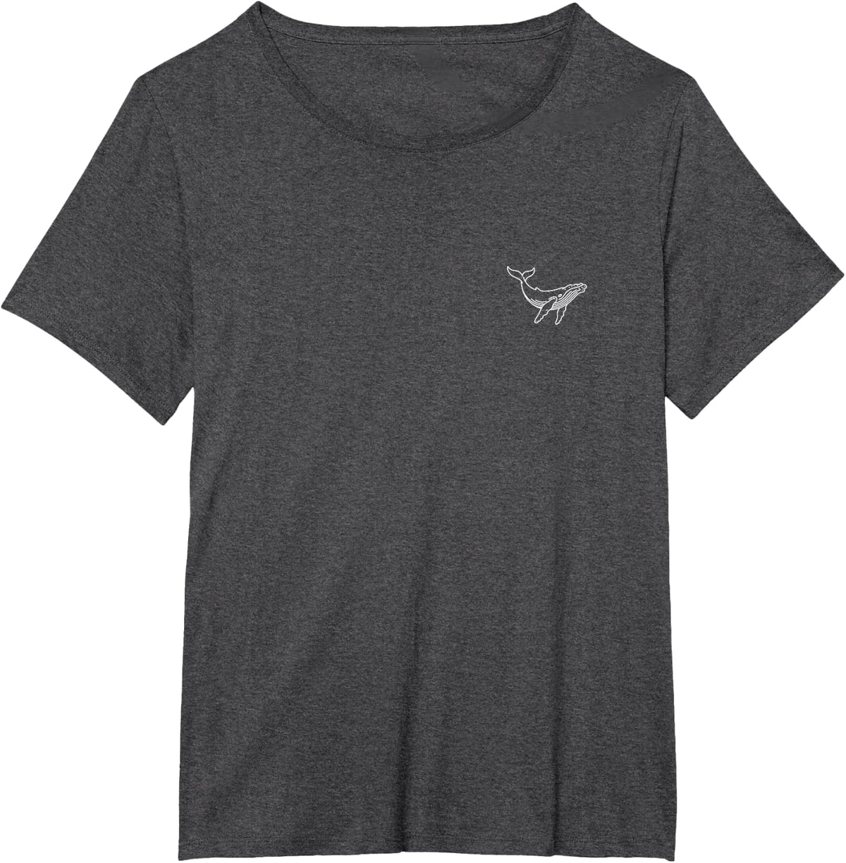 Blue Whale Minimalist Badge Patch Line Art Whales T-Shirt - Dark Heather Grey