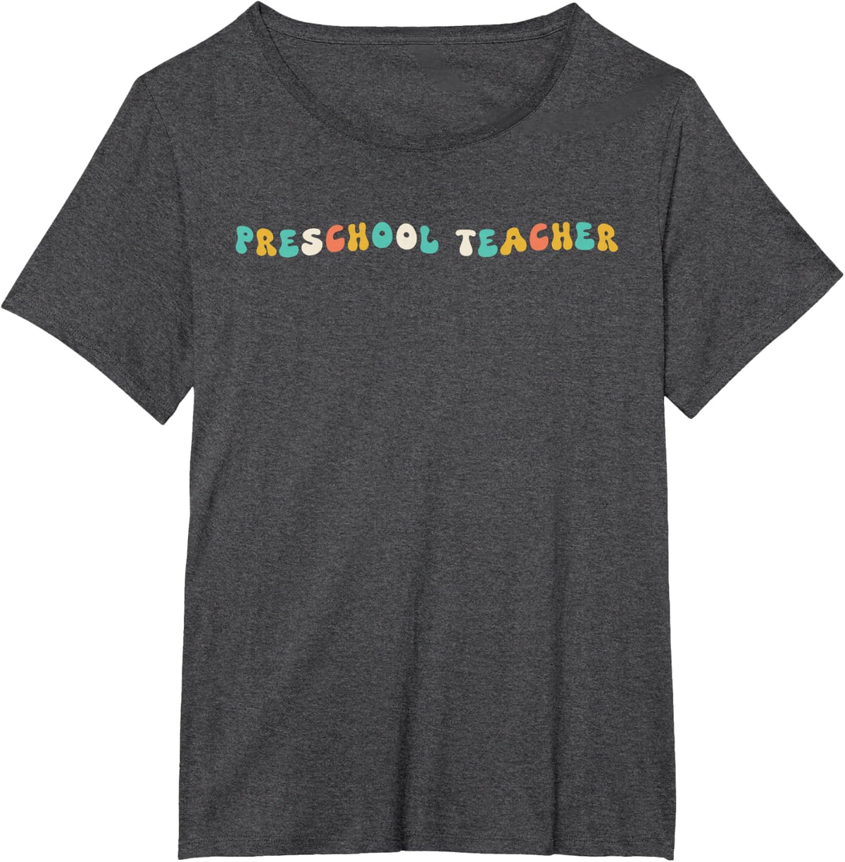 Preschool Teacher Retro Wavy Colorful T-Shirt - Dark Heather Grey