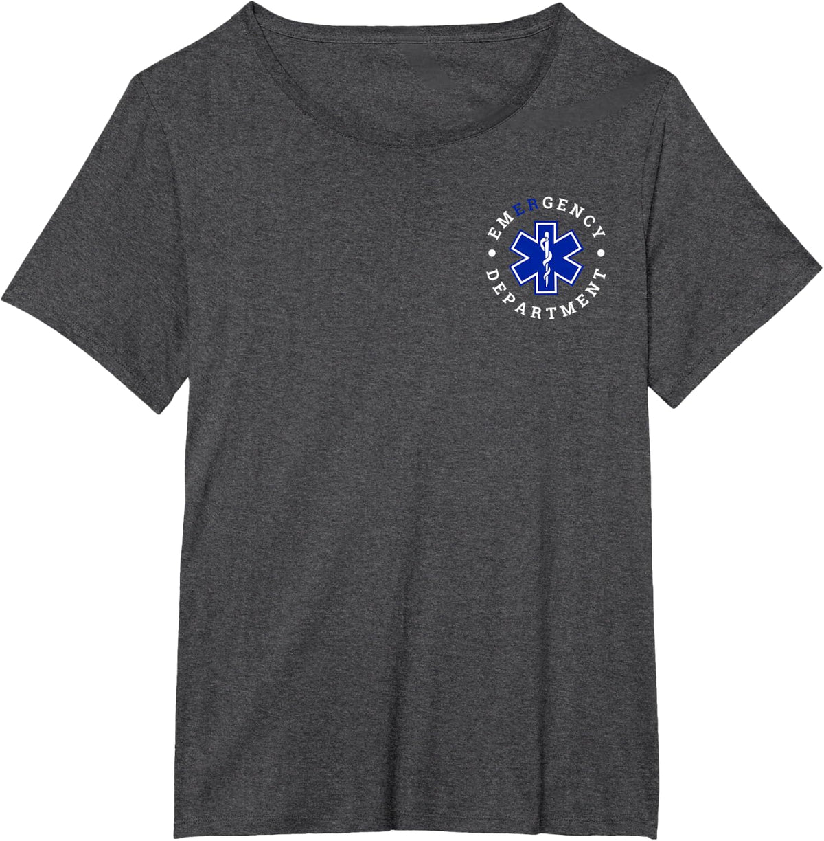 Emergency Department ER Trauma Front and Back Design Blue T-Shirt - Dark Heather Grey