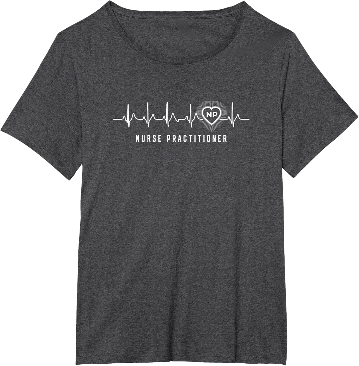 Nurse Practitioner NP Heartbeat Heart T-Shirt - Dark Heather Grey