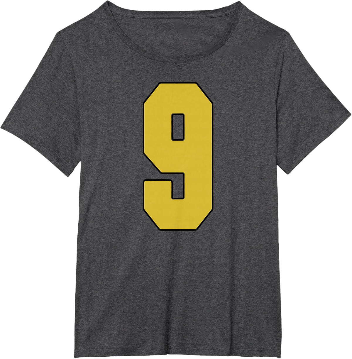 Old Gold Black Number 9 Jersey Player Uniform #9 T-Shirt - Dark Heather Grey