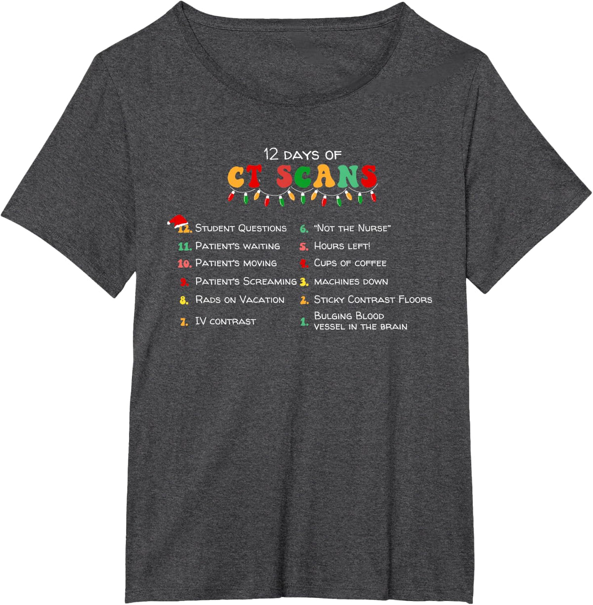 12 Days Of CT Scans Christmas CT Tech Cat Scan Holiday CT Te T-Shirt for Men Women - Dark Heather Grey