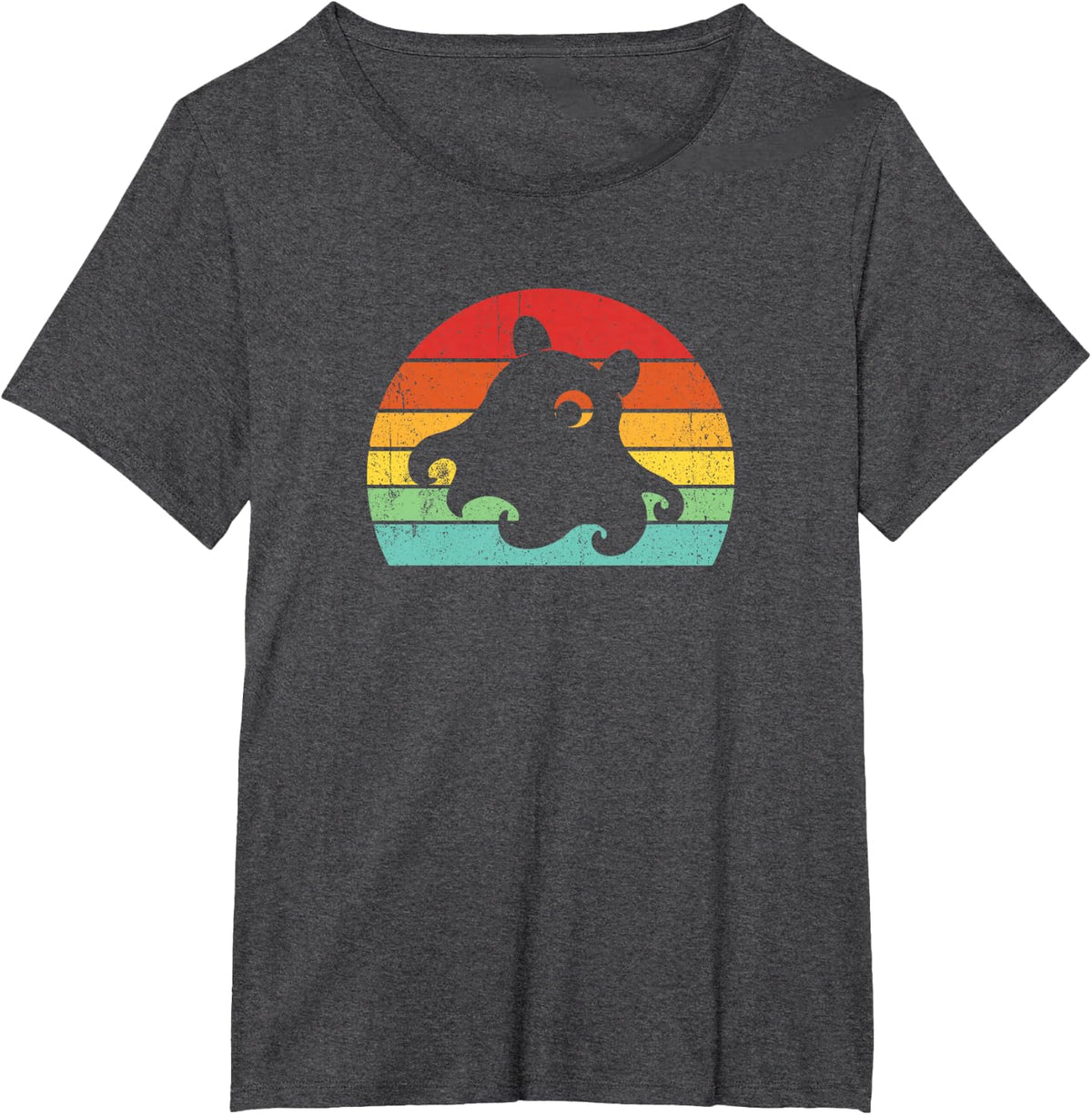 Retro Vintage Mens Womens Kawaii Dumbo Octopus T-Shirt - Dark Heather Grey