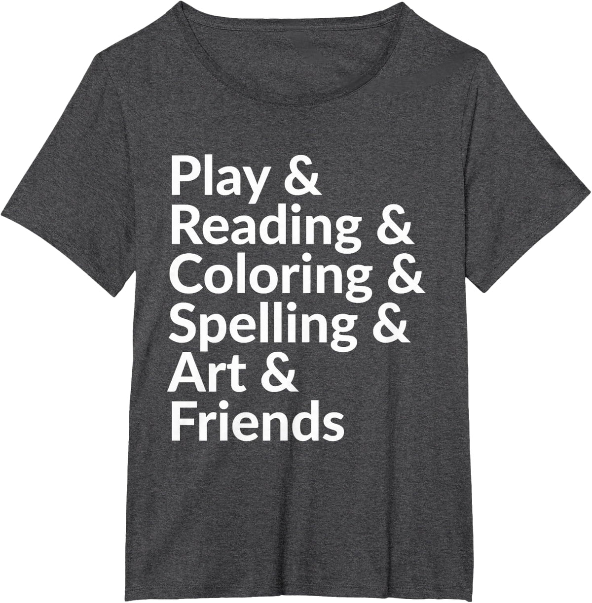 Elementary Student Play & Reading & Coloring & Spelling Art T-Shirt - Dark Heather Grey