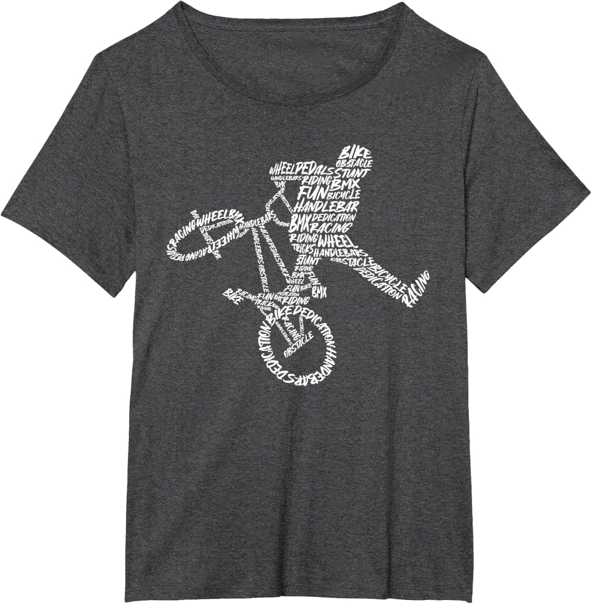 BMX Bicycle Tricks Typography Men Boys Kids BMX Bike T-Shirt - Dark Heather Grey