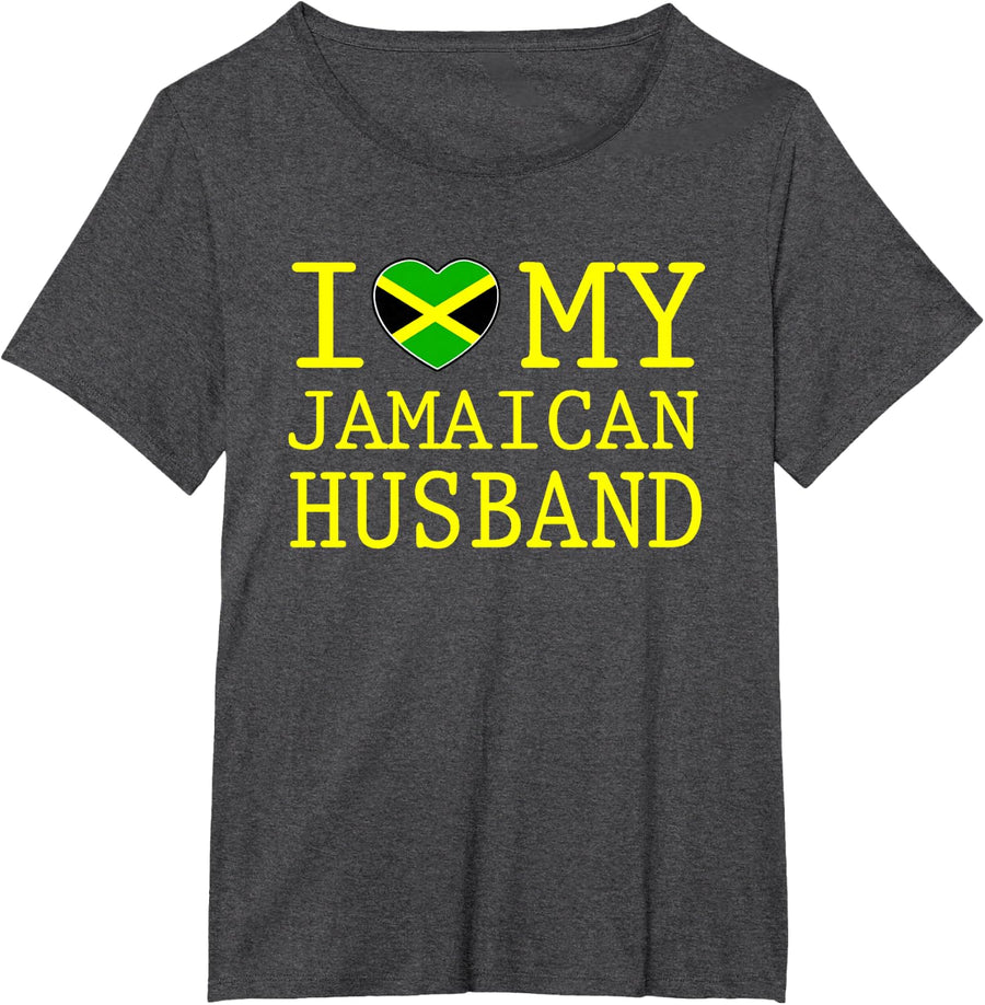 I Love My Jamaican Husband T-Shirt T-Shirt - Dark Heather Grey