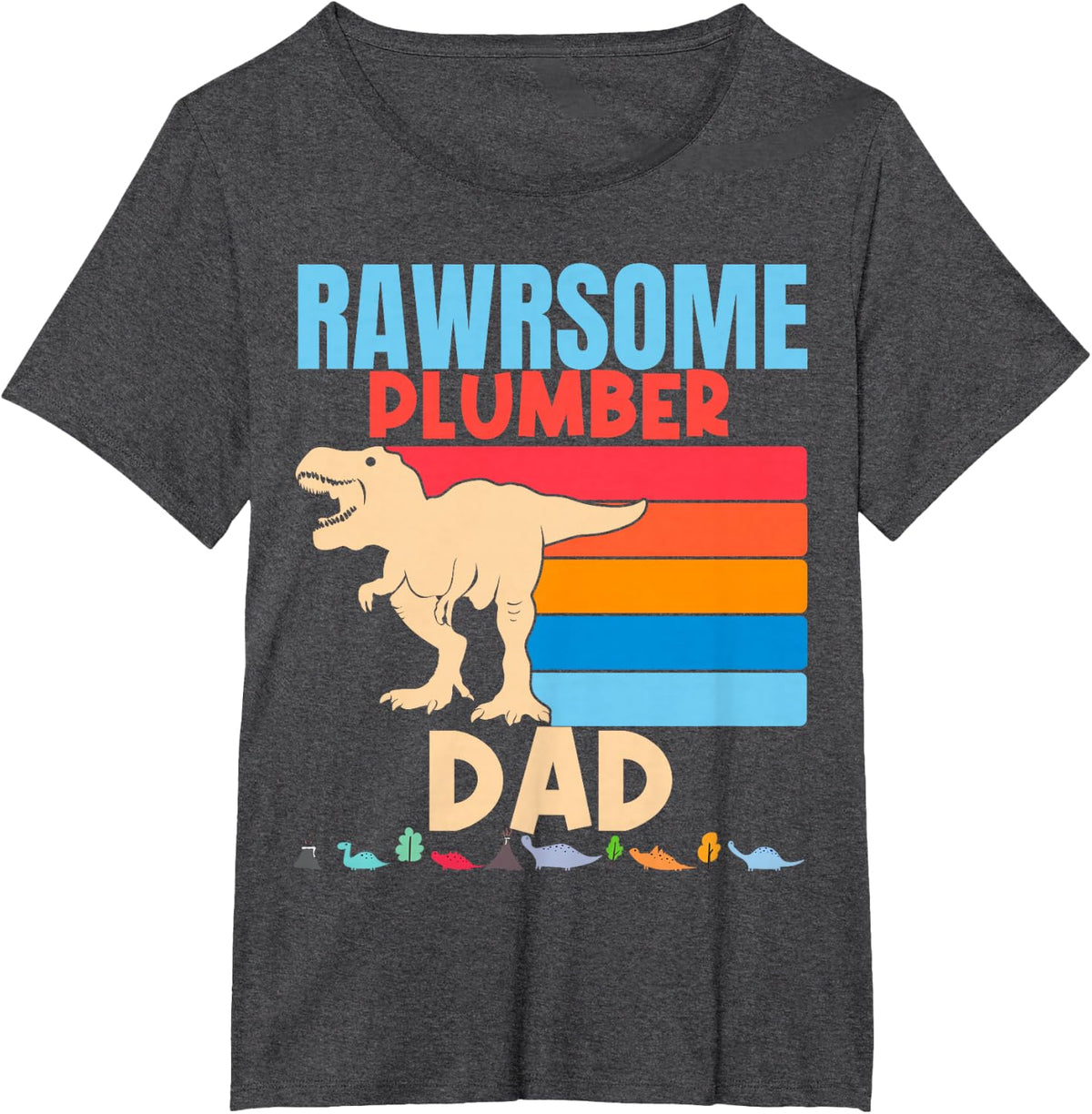 Plumber Dad Funny Awesome DIY Dinosaur Gift T-Shirt - Dark Heather Grey
