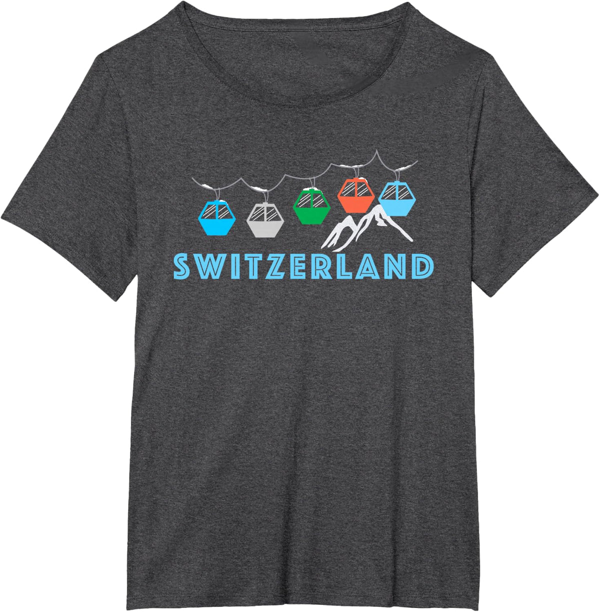 Retro Vintage Switzerland Designs & Apparel Women's Black Mountain Short Sleeve T-Shirt - Small - Dark Heather Grey