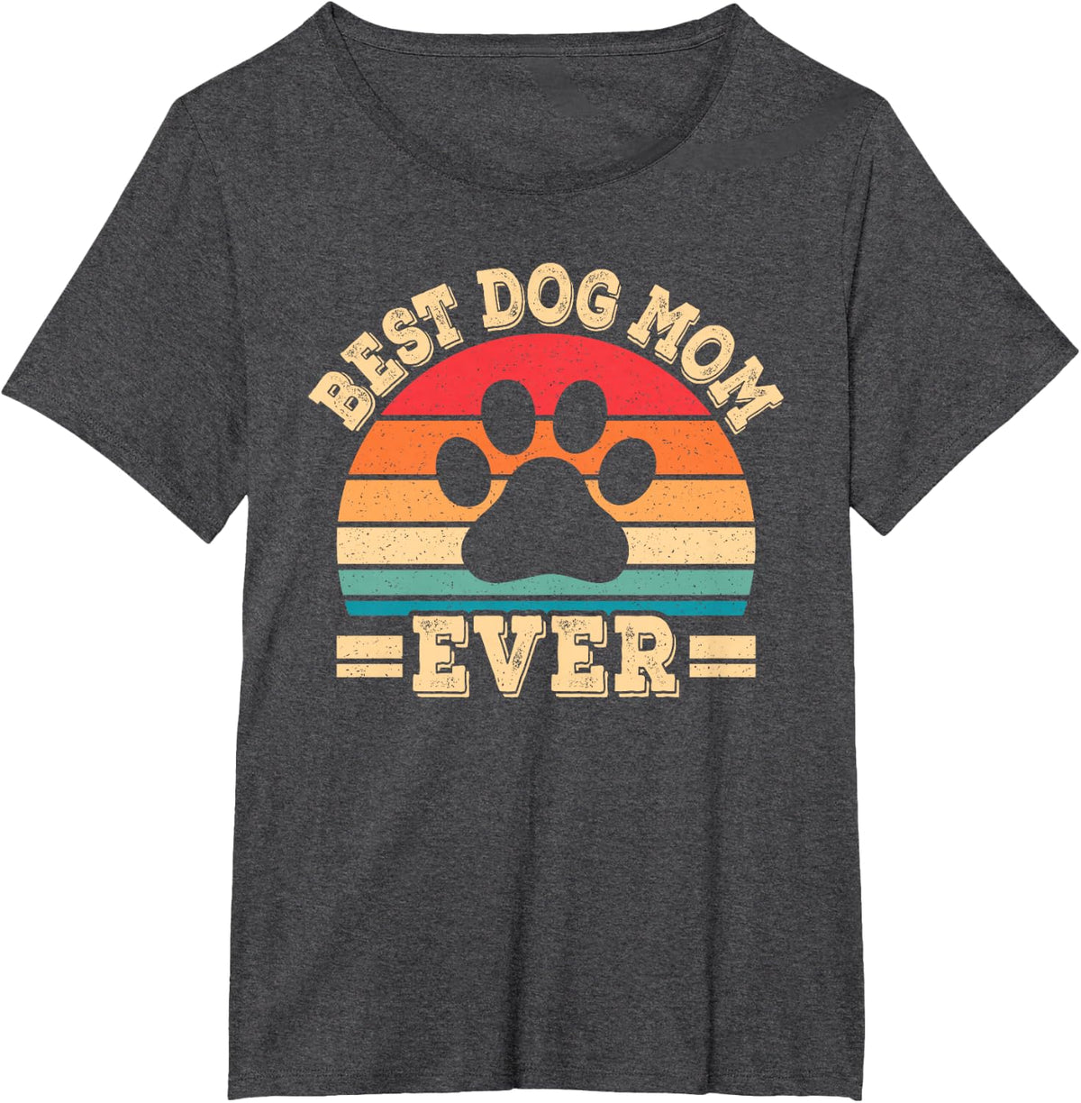 Best Dog Mom Ever Funny Dog Paw Mommy Mother Retro Dog Lover T-Shirt - Dark Heather Grey