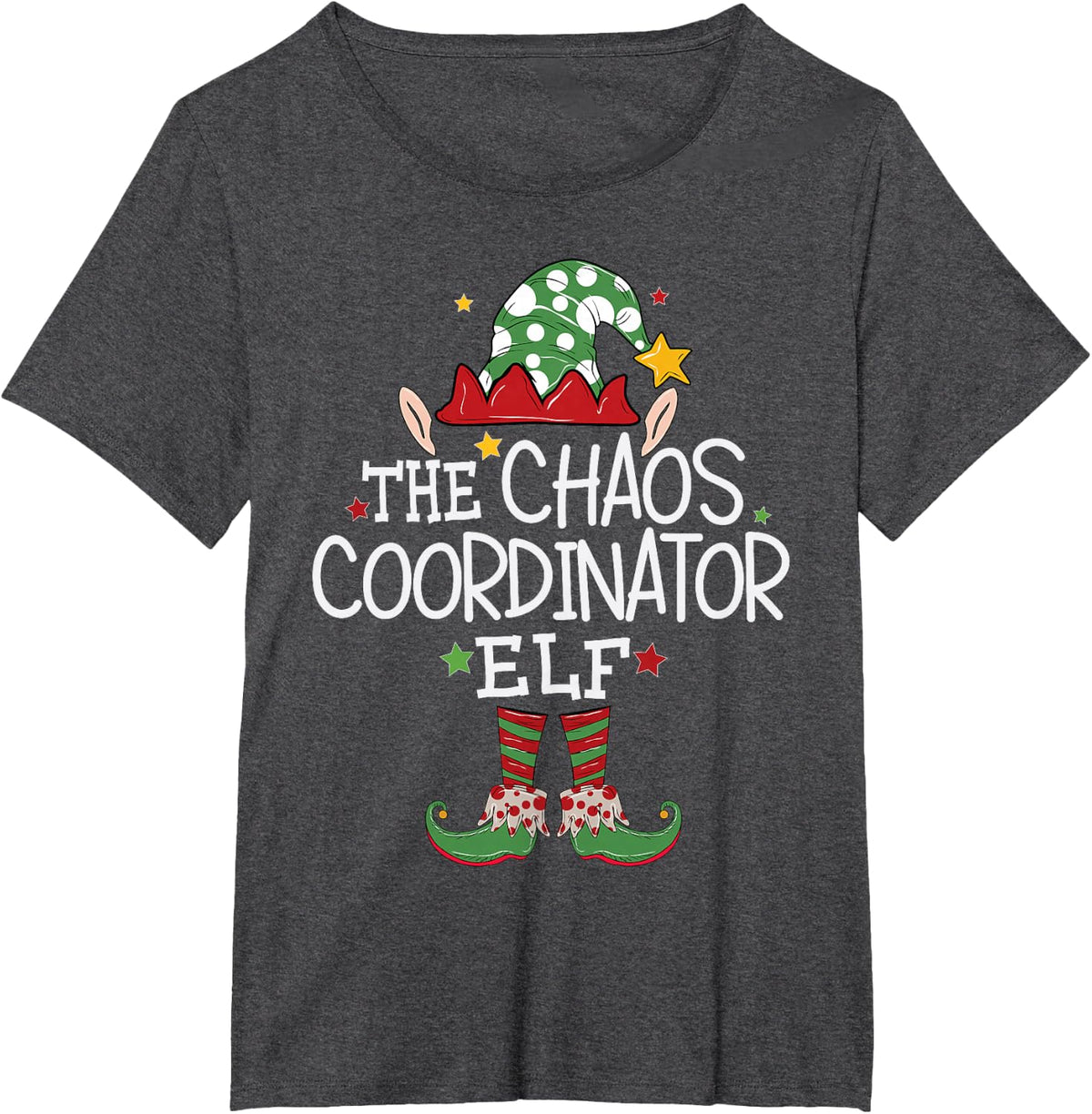 I'm The Chaos Coordinator Elf Funny Christmas Matching Elf T-Shirt - Dark Heather Grey