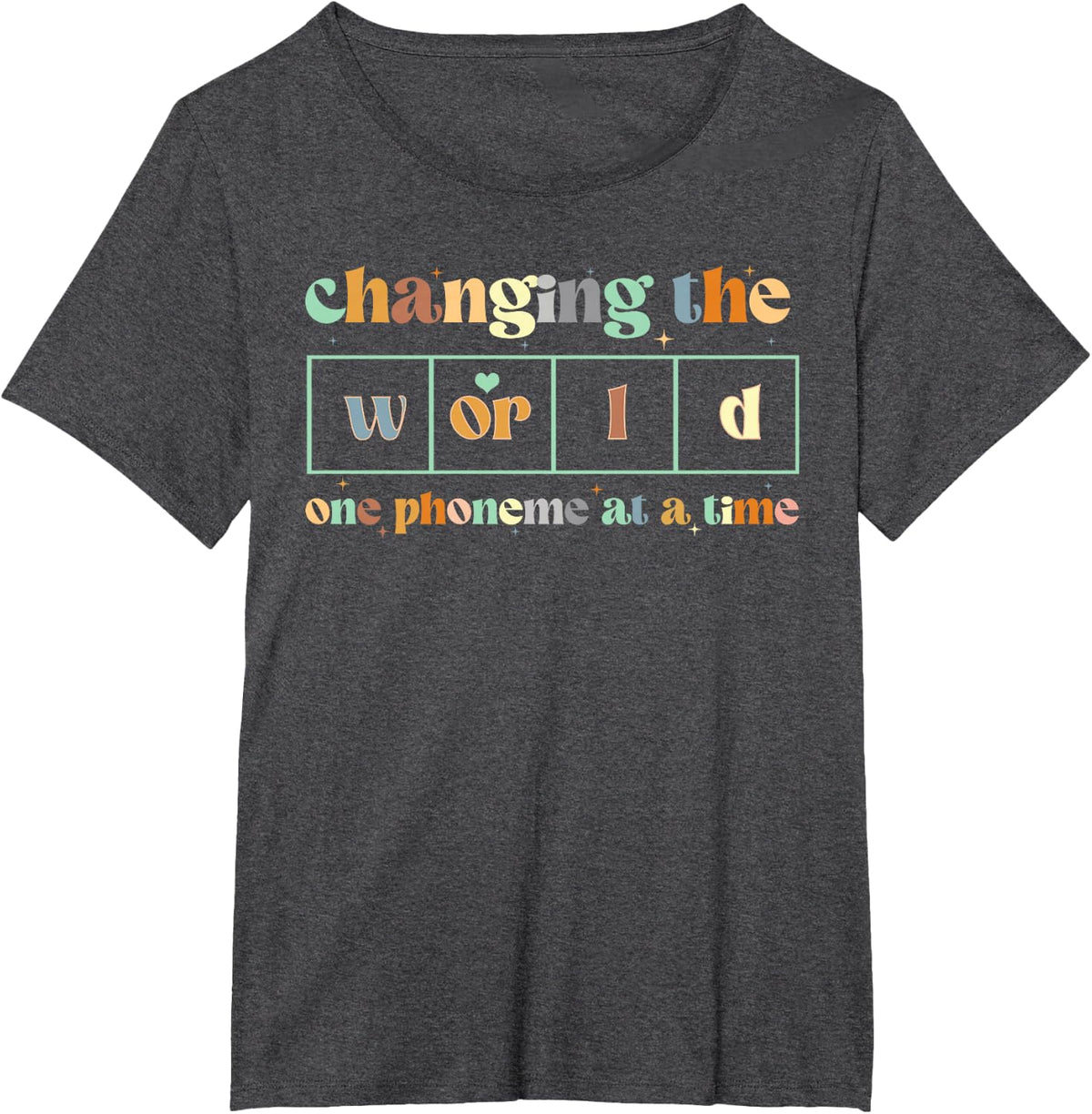 Changing The World One Phoneme At A Time Dyslexia Teacher Tee T-Shirt - Dark Heather Grey