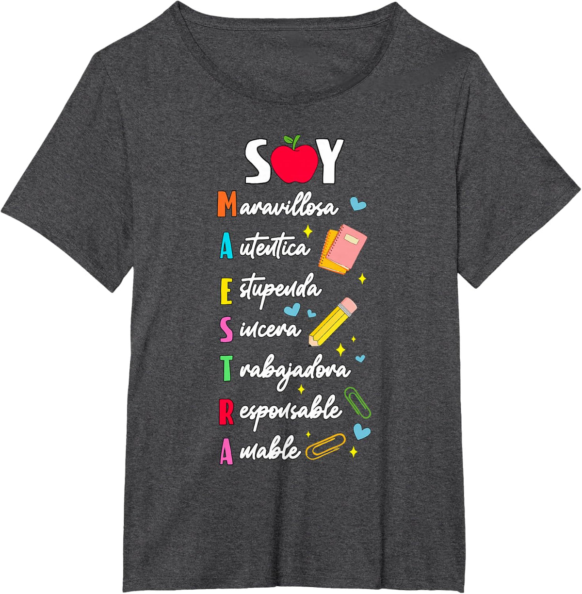 Soy Maestra Spanish Bilingual Hispanic Teacher Appreciation T-Shirt - Dark Heather Grey