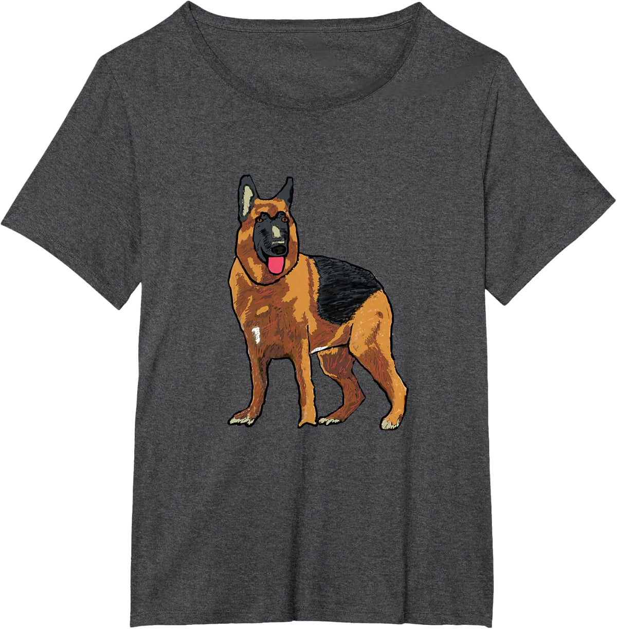 German Shepherd Alsatian T-Shirt - Dark Heather Grey