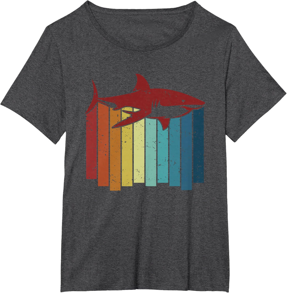 Retro Hammerhead White Whale Lover Shark T-Shirt - Dark Heather Grey