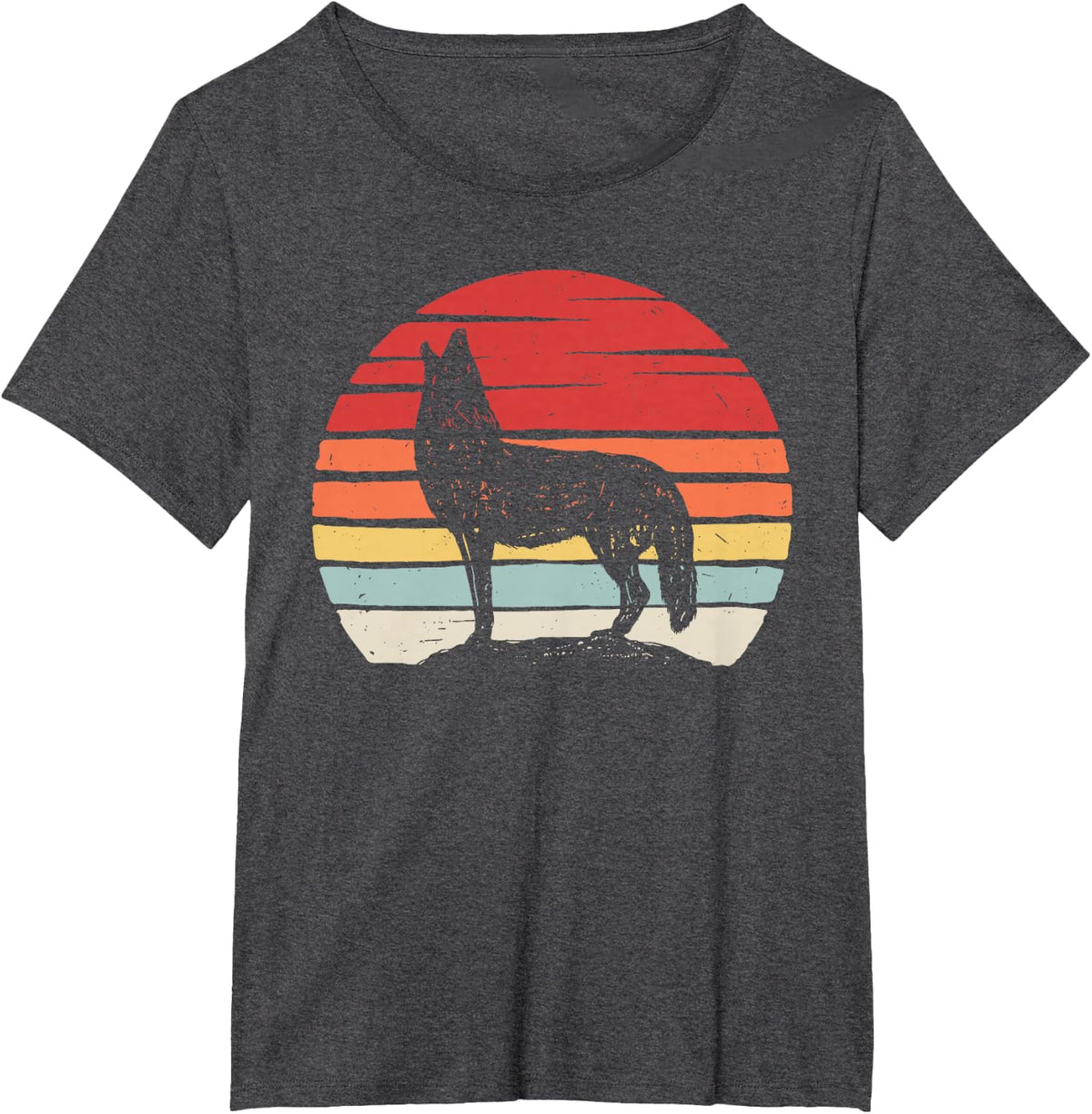 Catch Some Rays Vintage Retro Coyote T-Shirt - Black, Small, Unisex, Short Sleeve, Classic Fit - Dark Heather Grey