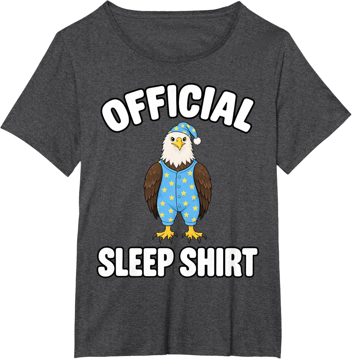 Bald Eagle Sleeping in Pajamas Official Sleepshirt Cute Bird T-Shirt - Dark Heather Grey