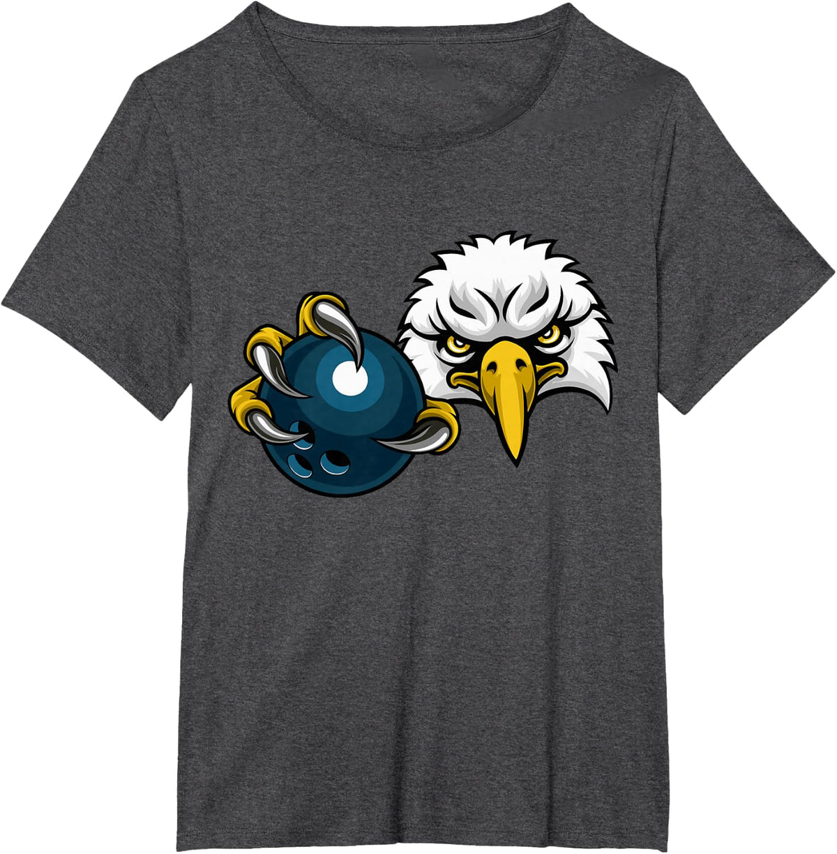Eagle Hawk Bowling Ball Bald Eagles Cartoon Character T-Shirt - Dark Heather Grey