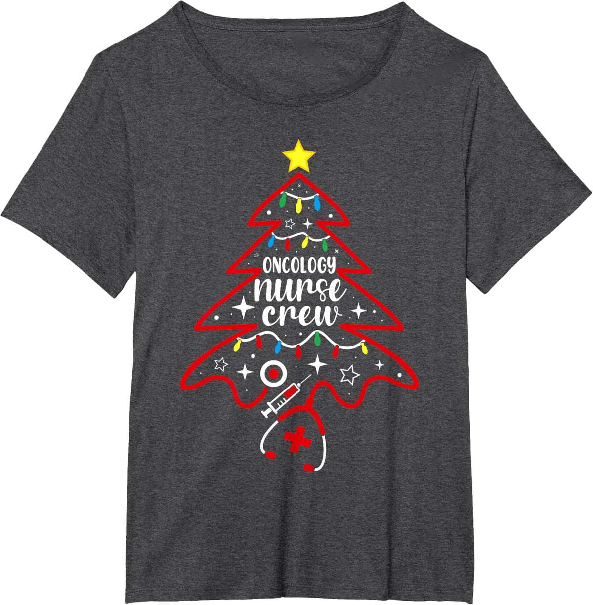 Merry Christmas Oncology Nurse Crew Oncologist Nursing Gifts T-Shirt - Dark Heather Grey