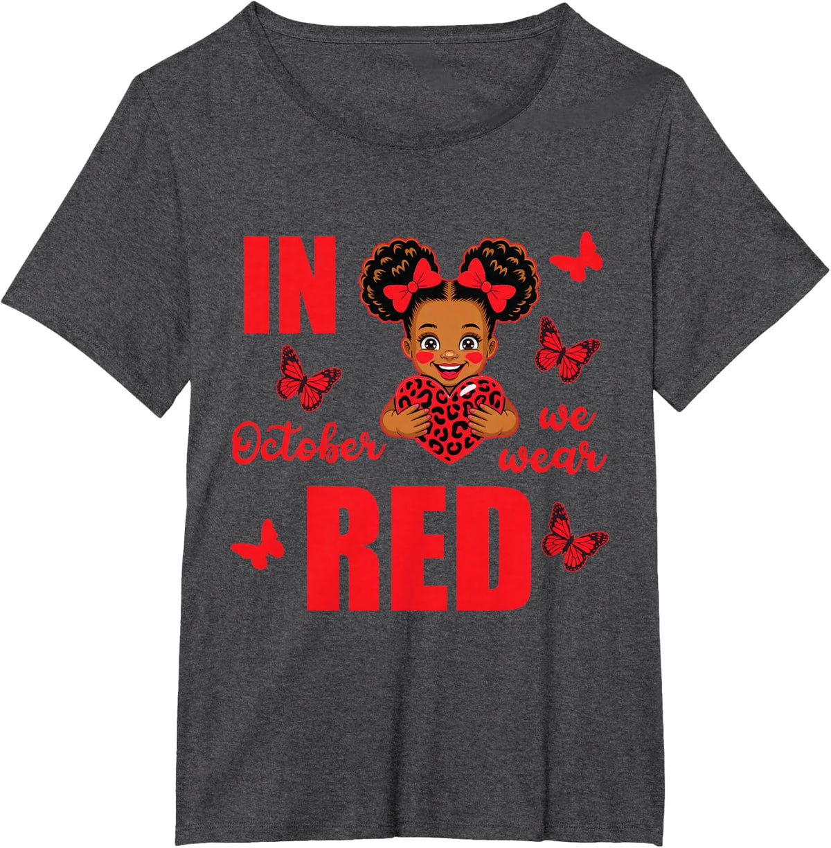 in October We Wear Red Black Princess Dyslexia Awareness T-Shirt - Dark Heather Grey
