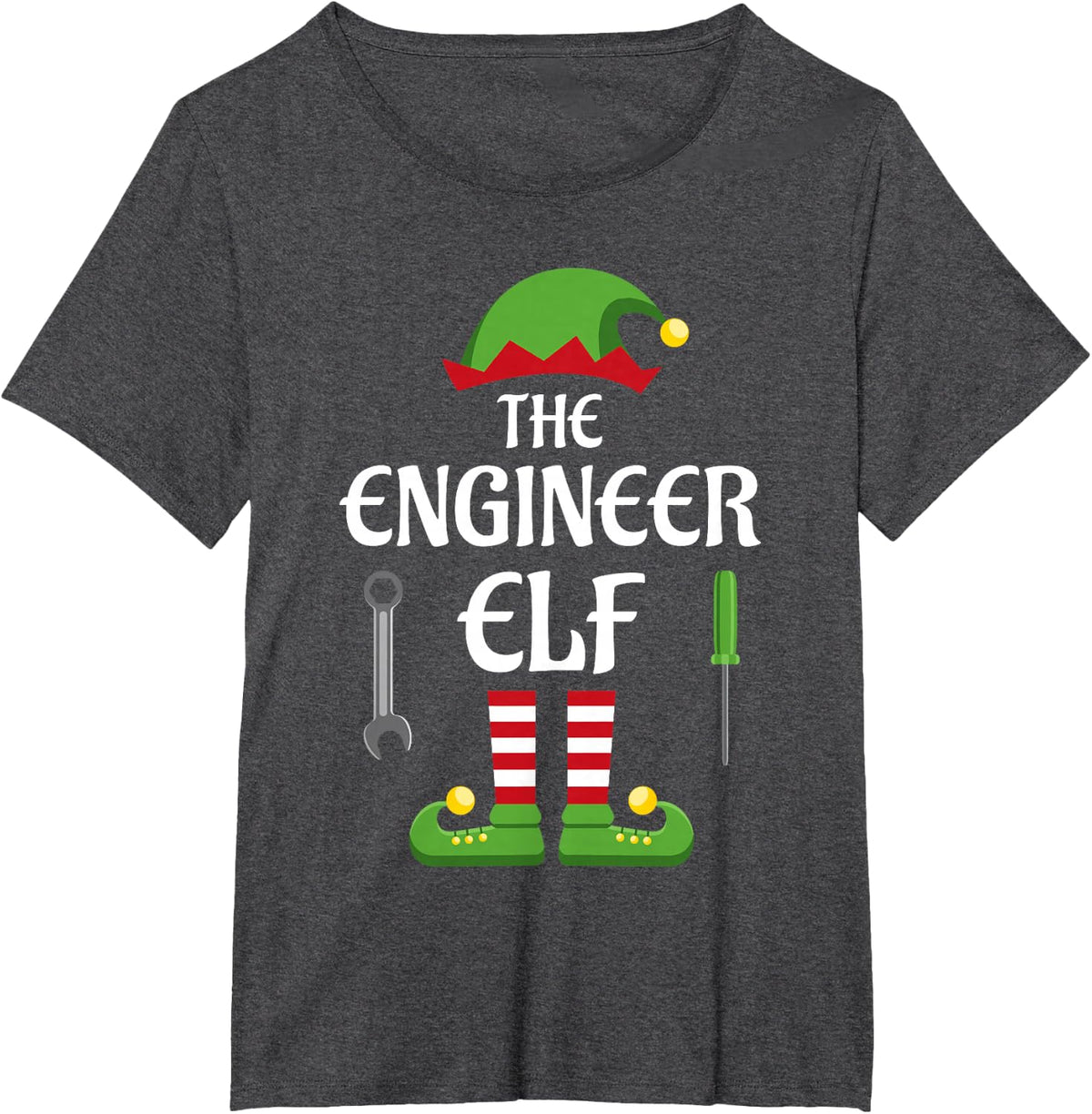 Engineer Elf Family Matching Group Christmas T-Shirt - Dark Heather Grey