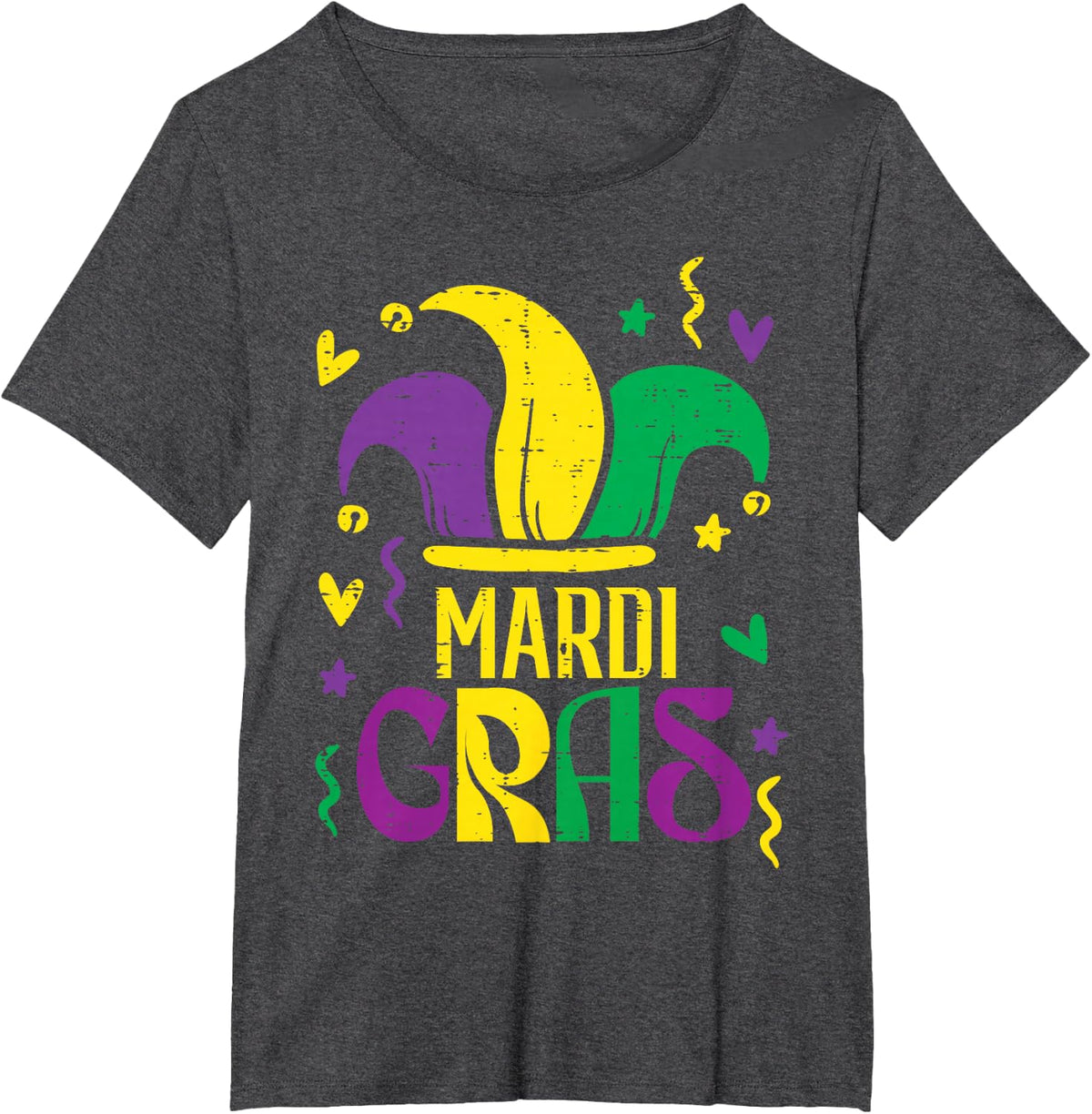 Mardi Gras Jester Hat Outfit Carnival Men Women Kids T-Shirt - Dark Heather Grey