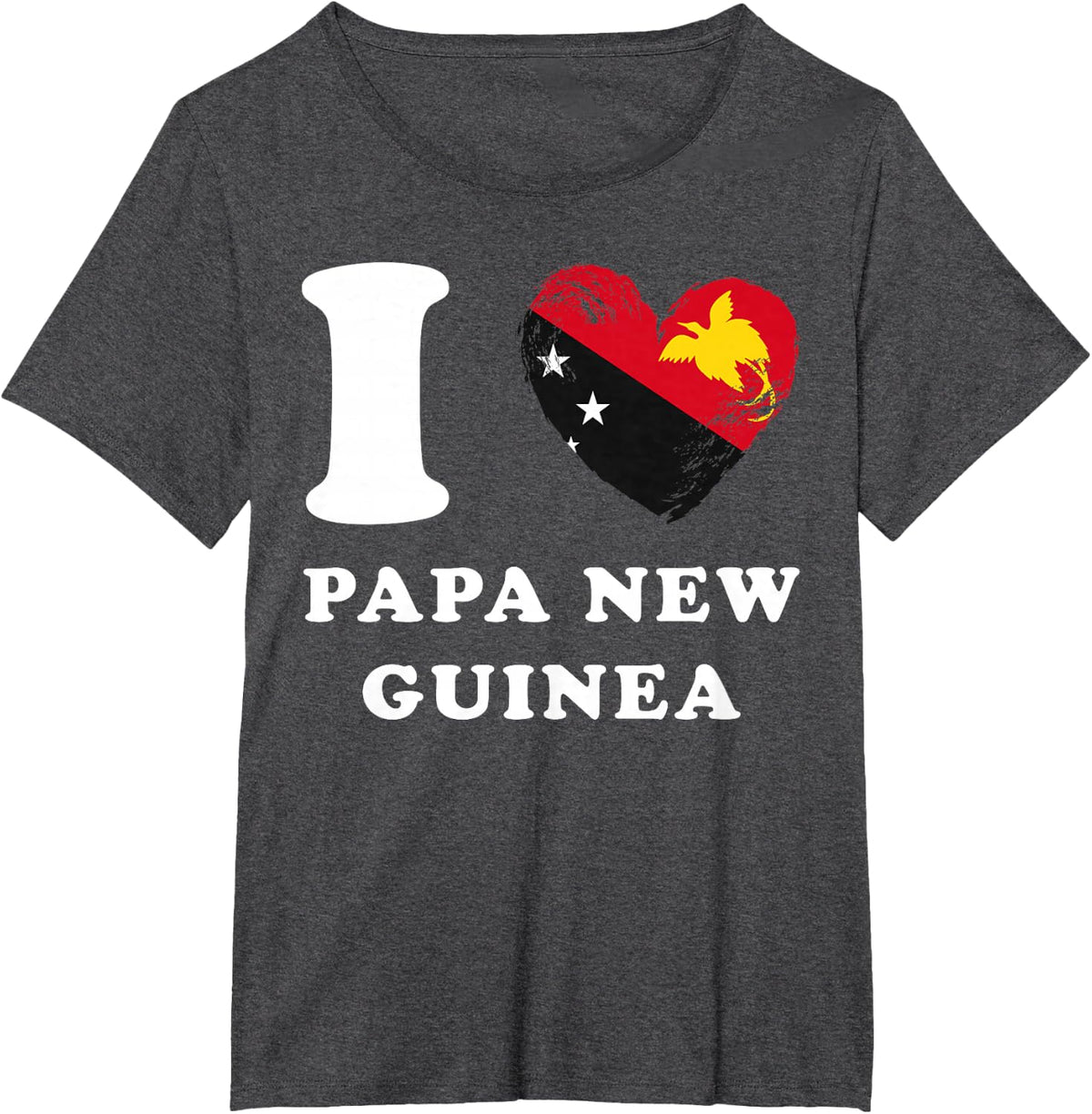 I Love Papa New Guinea - Heart Flag Papa New Guinea T-Shirt - Dark Heather Grey