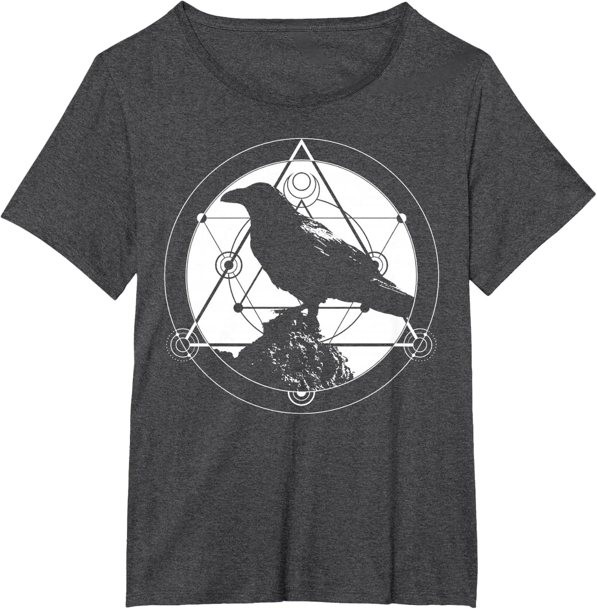 Dark Raven Silhouette Gift design for Crow Raven Fans T-Shirt - Dark Heather Grey