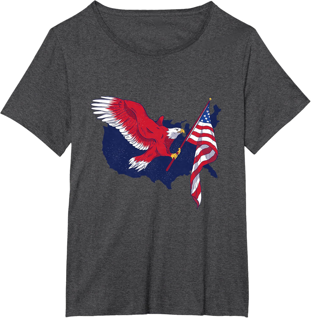American Bald Eagle with Flag USA 4th of July Patriotic T-Shirt - Dark Heather Grey