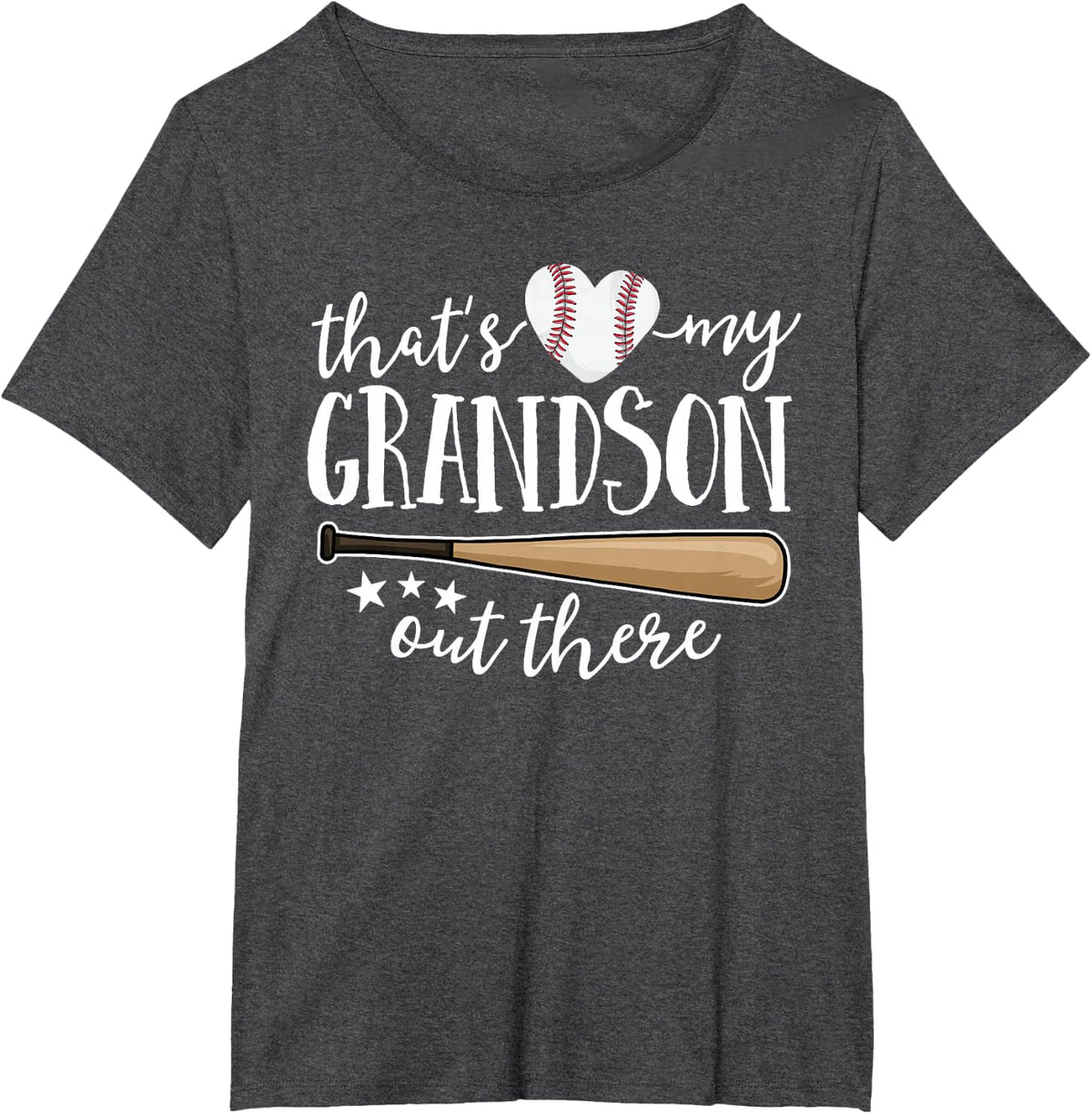 That's My Grandson Out There Gift Women Baseball Grandma T-Shirt - Dark Heather Grey