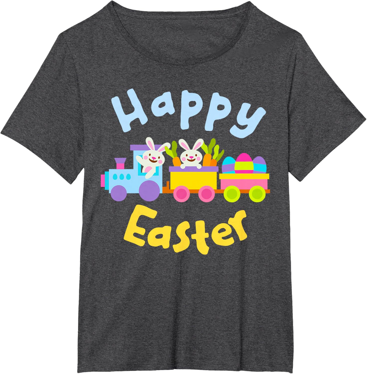 Happy Easter Bunny Train for Boys Girls Kids and Teens T-Shirt - Dark Heather Grey