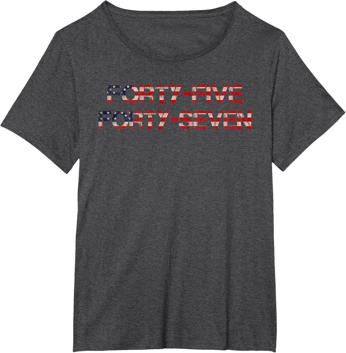 45 47, President US Flag, Patriotic USA Flag T-Shirt - Dark Heather Grey