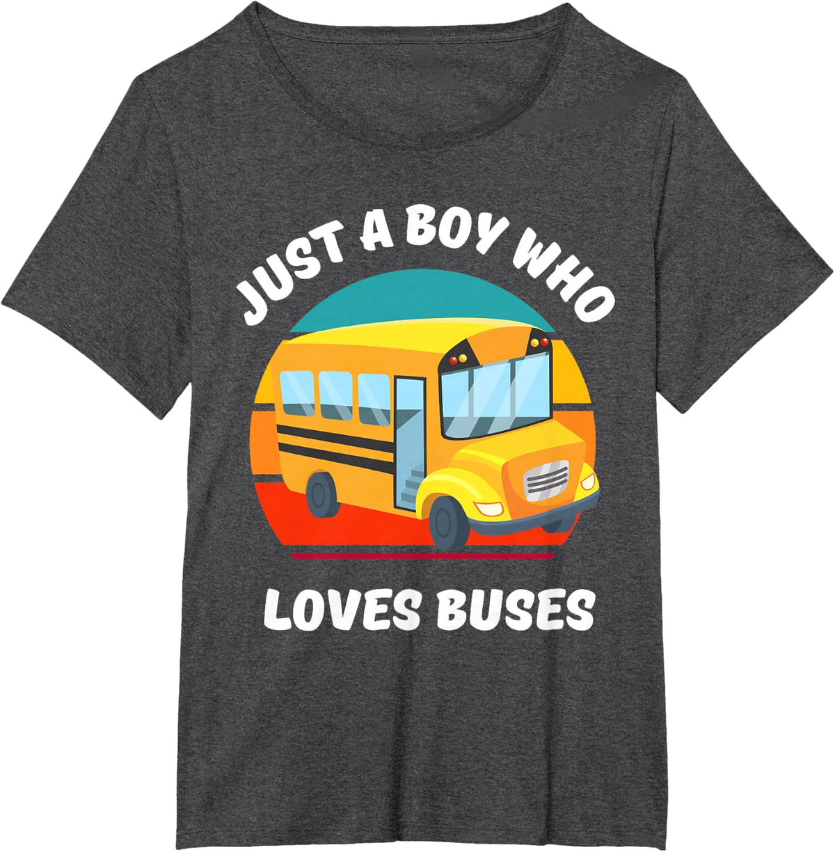 Just A Boy Who Loves School Buses Boys Kids Toddler 5T 4T 3T T-Shirt - Dark Heather Grey